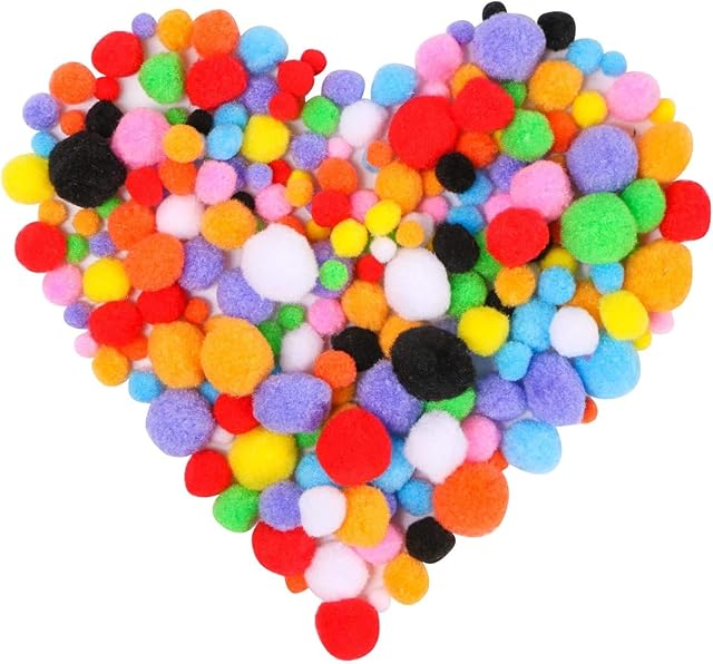 100 Pcs Pom Poms for Craft Making, Assorted Sizes & Multicolored High-Elastic Pom Poms, Creative Craft DIY Material Decorations