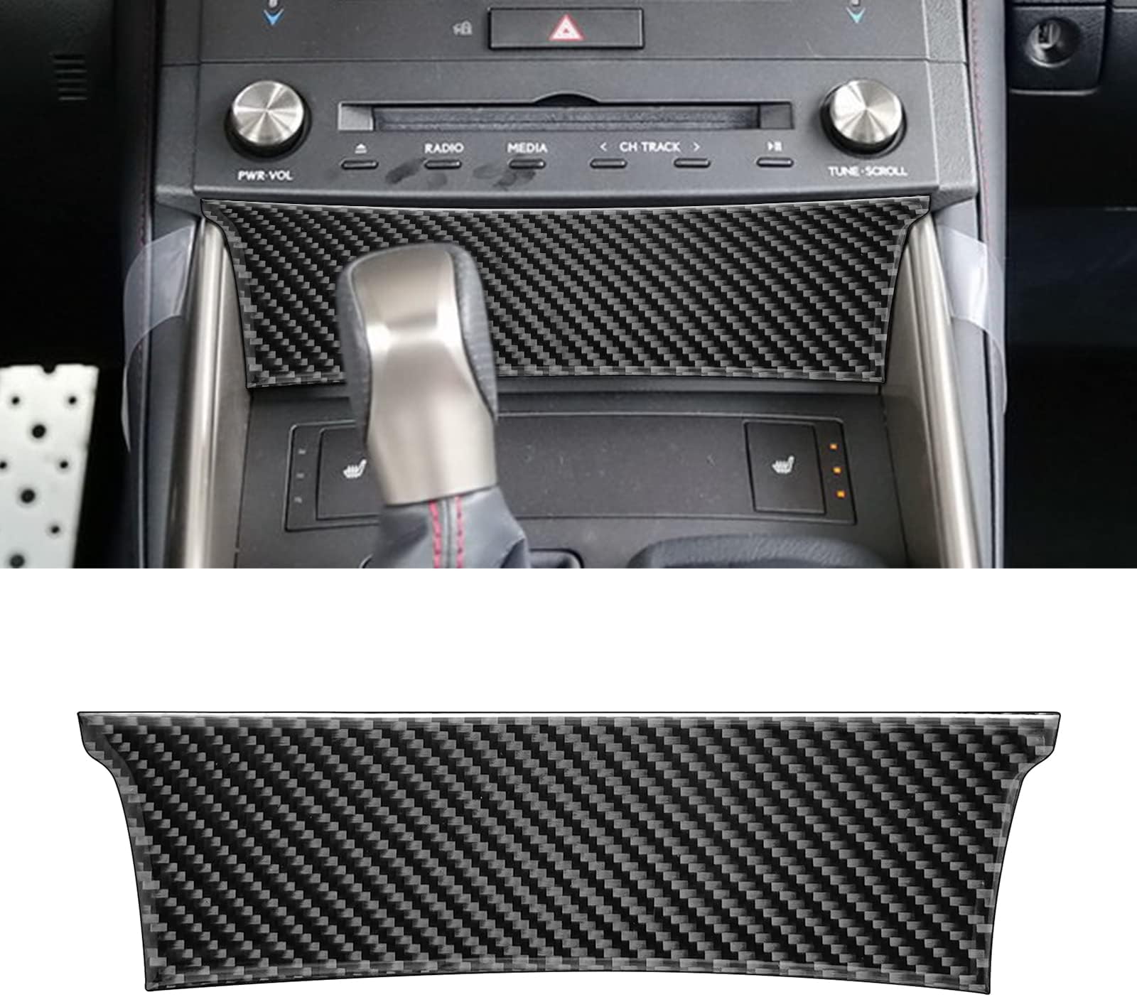 YAMUDA Compatible with Gear Shift Button Front Panel Sticker Carbon Fiber Interior Accessories Trim for Lexus is 2013 2014 2015 2016 2017 2018 2019 （1PCS, Black）