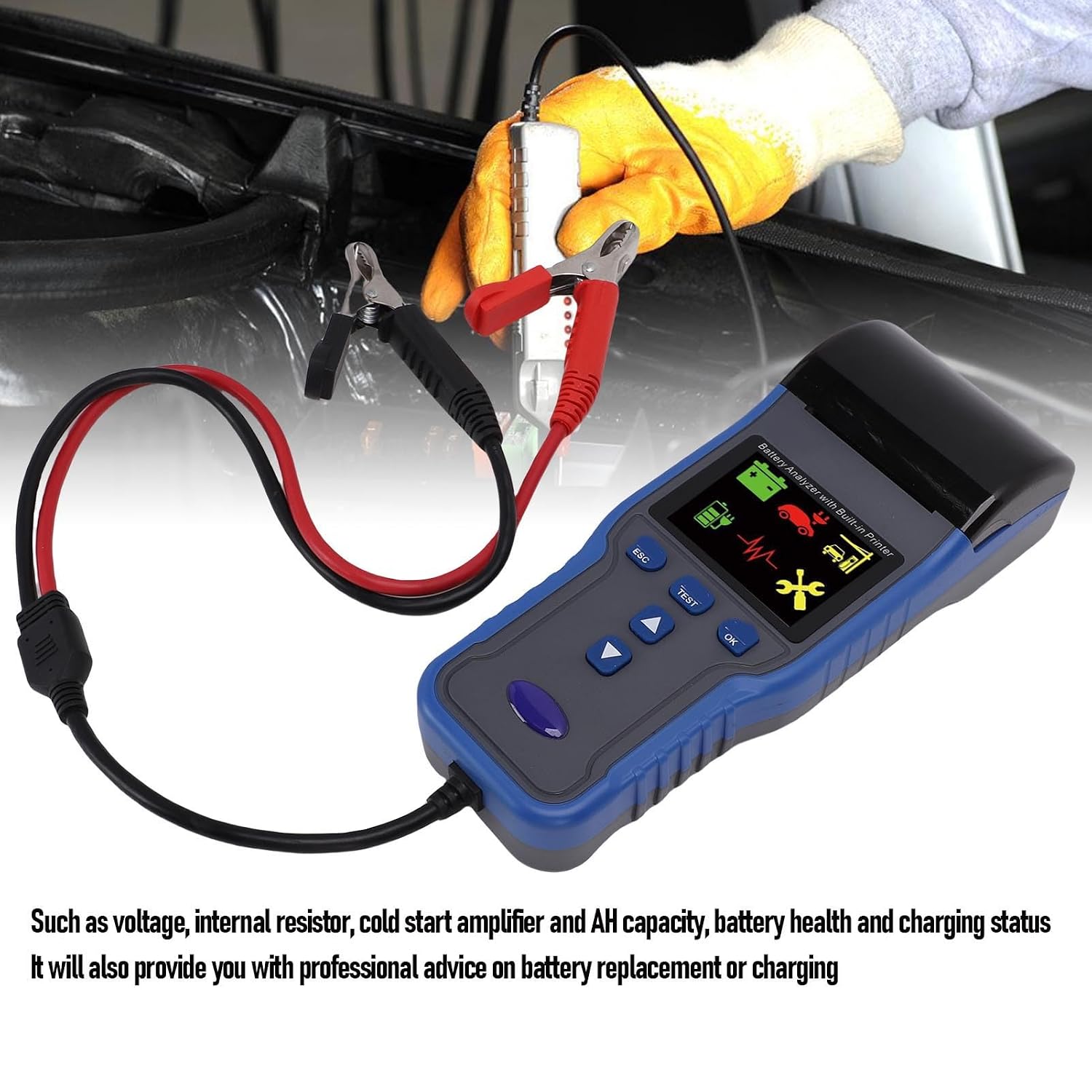 FTVOGUE Battery Load Tester 12V 24V Auto Recognition Battery Analyzer Battery Health Tester for Vehicle Truck Motorcycle Boat with Printer 100-2000CCA
