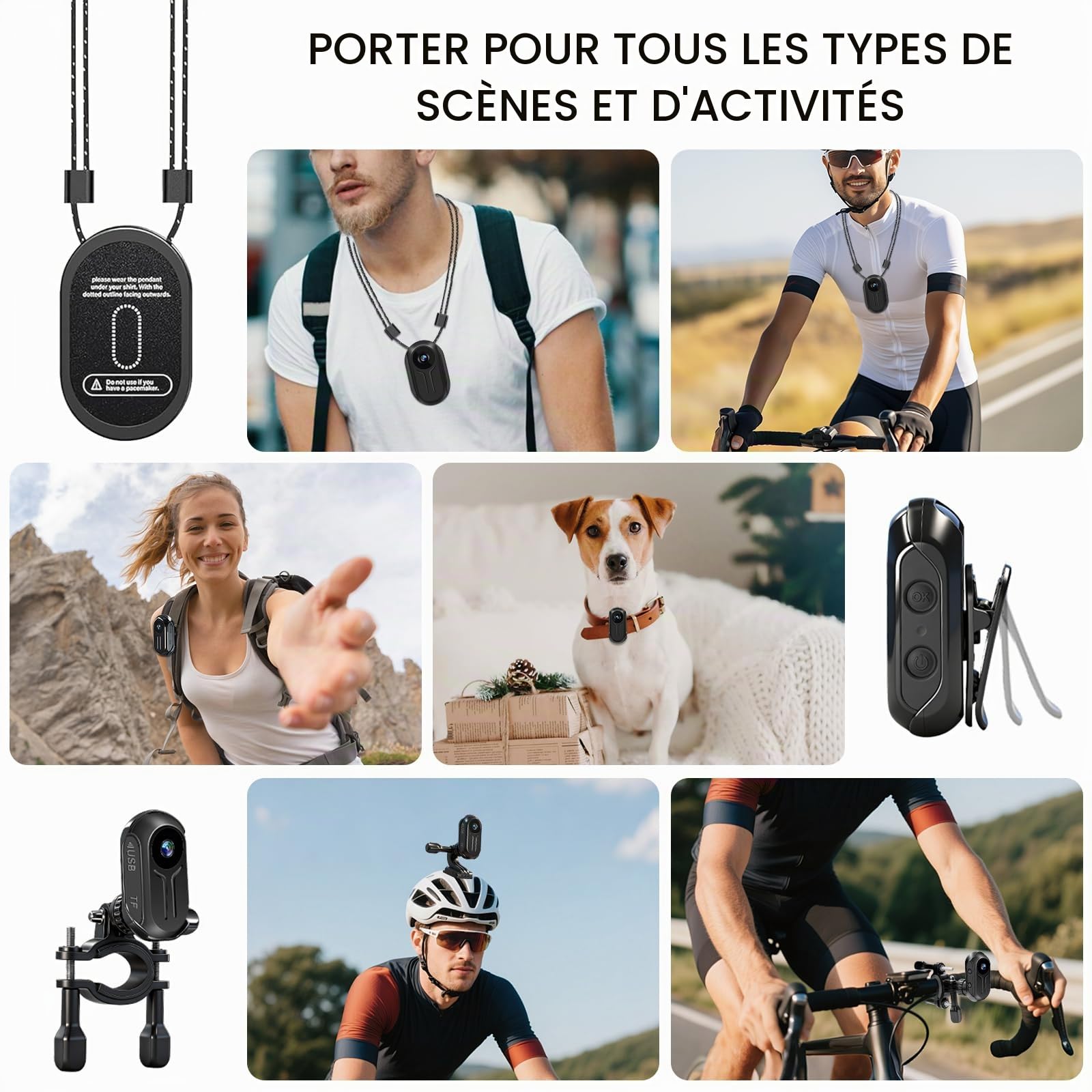 Mini Action Cam,Vidéo et Audio HD 1080P Caméra d'action,Clip Rotatif 360° avec Cordon Magnétique Camera Pieton, Portable Body Cam avec Vision Nocturne Moto/Vélos et Casques
