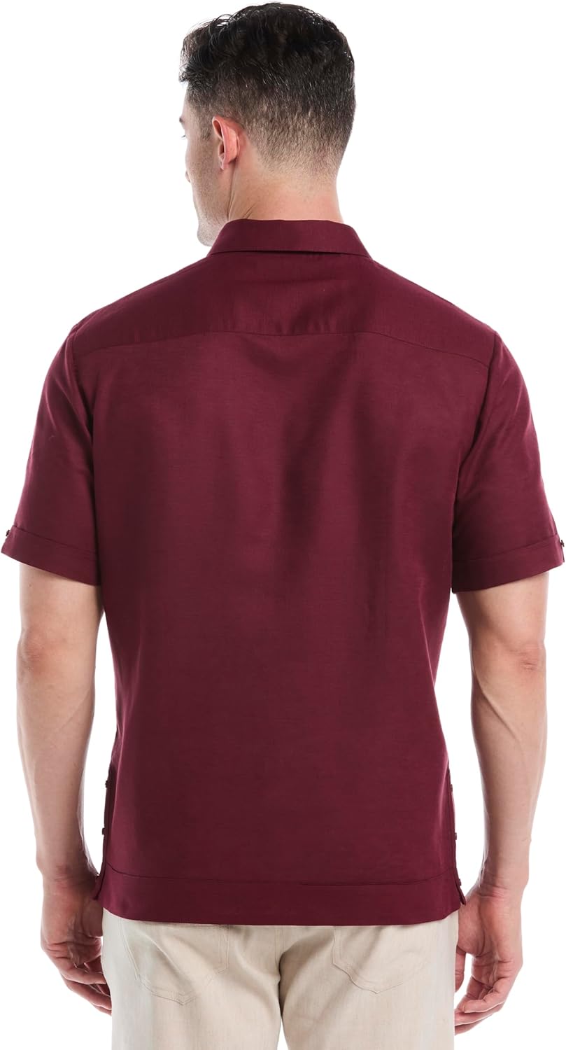 Cubavera Men's Linen Blend Guayabera Short Sleeve Button-Down Shirt (Available in Big & Tall) - Image 2