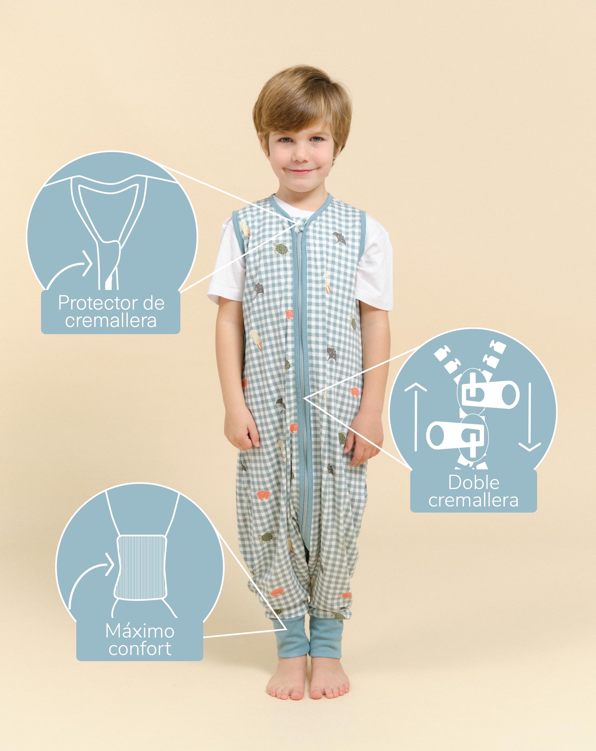 molis&co - Pijama Burbuja con Pies 0.5 TOG - 90 cm (3 años) - Ideal para Verano - 100% Algodón (Oeko-Tex 100) - Summer Sea — view 3