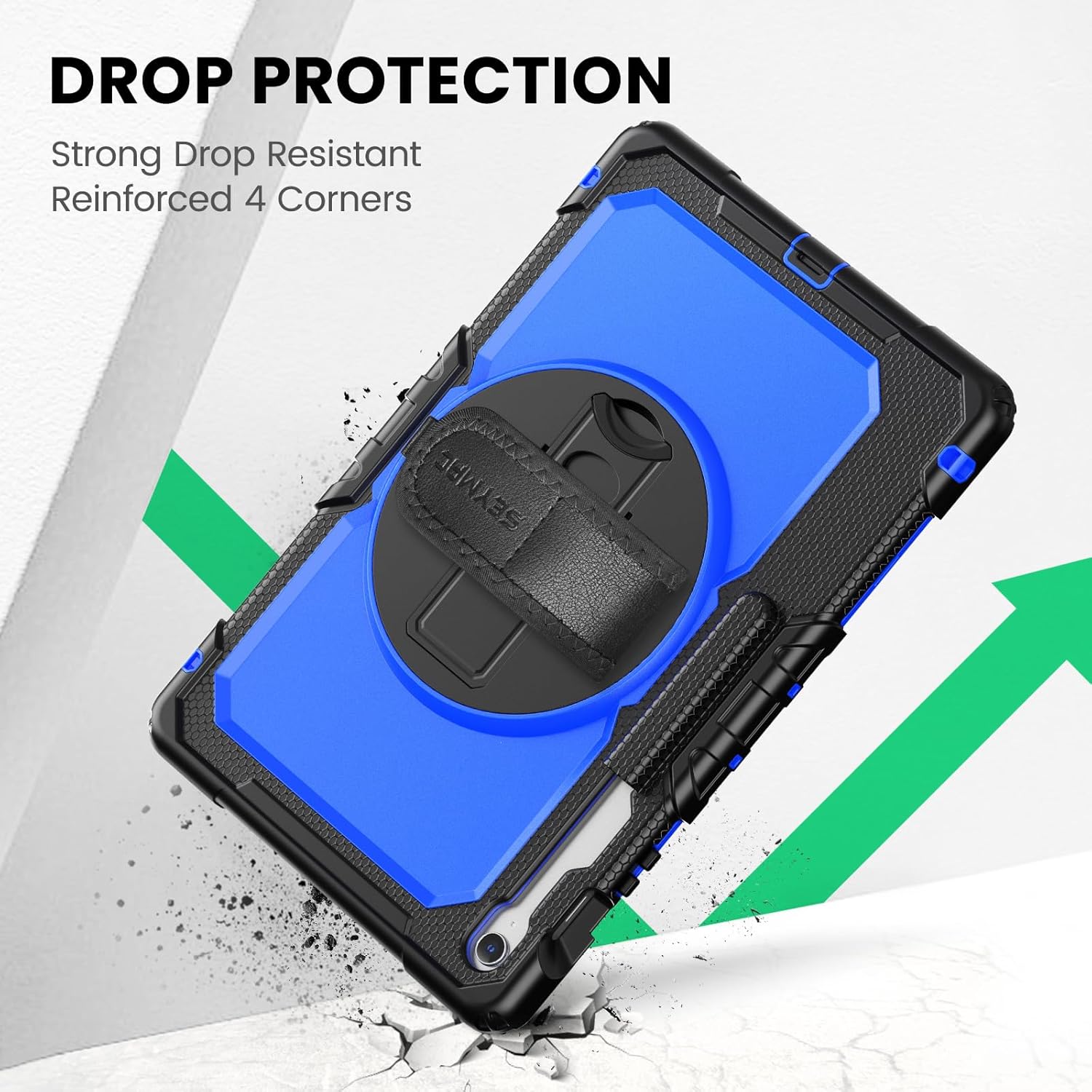 SEYMAC Case for Samsung Galaxy Tab S10 FE / S10 FE Plus 5G 13.1″ 2025, Heavy Duty Full-Body Shockproof Protective Case with Screen Protector, Stand, Hand/Shoulder Strap and Pen Holder, Dark Blue