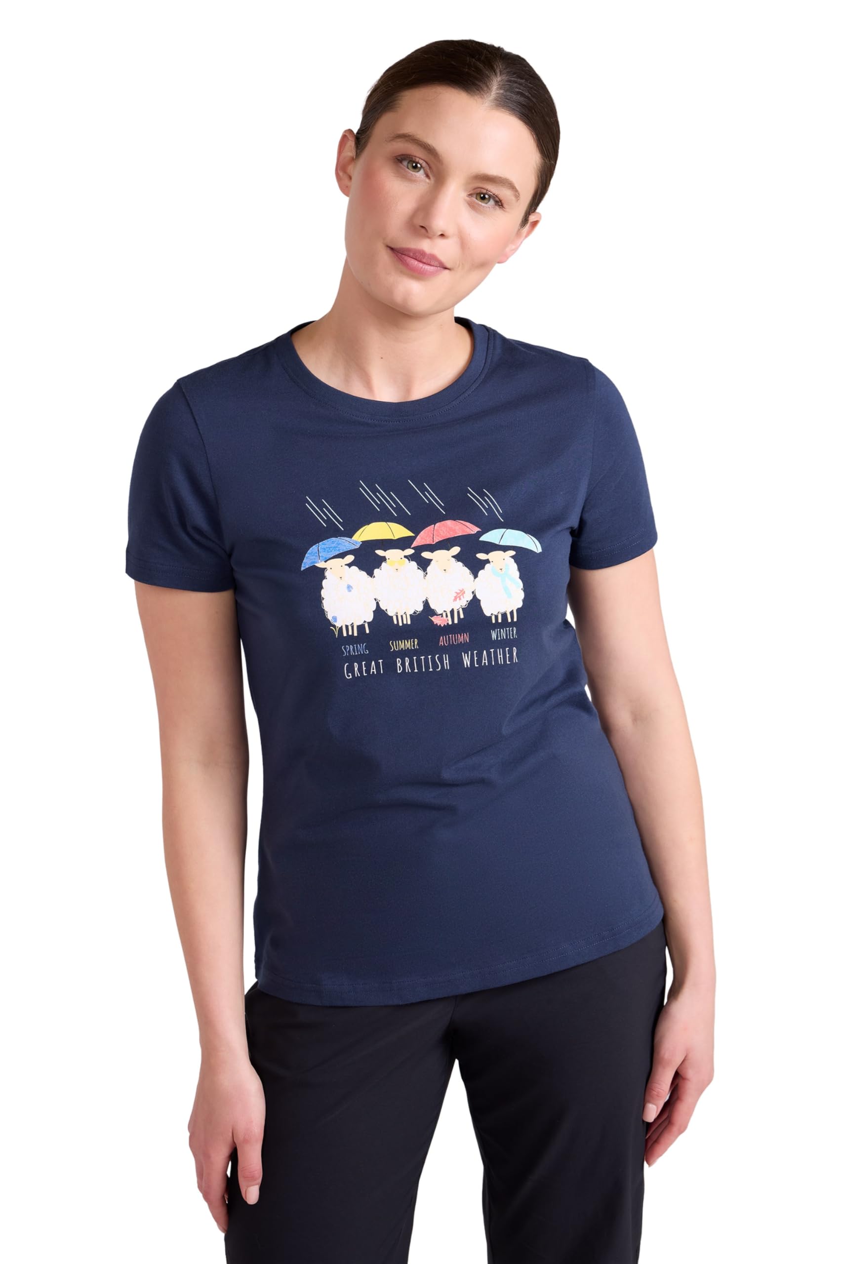 Mountain Warehouse St Davids Printed Cotton T-Shirt - Lightweight & Breathable, Standard Fit Tee - for Spring Summer, Outdoors, Holiday, Walking & Sports Navy 12