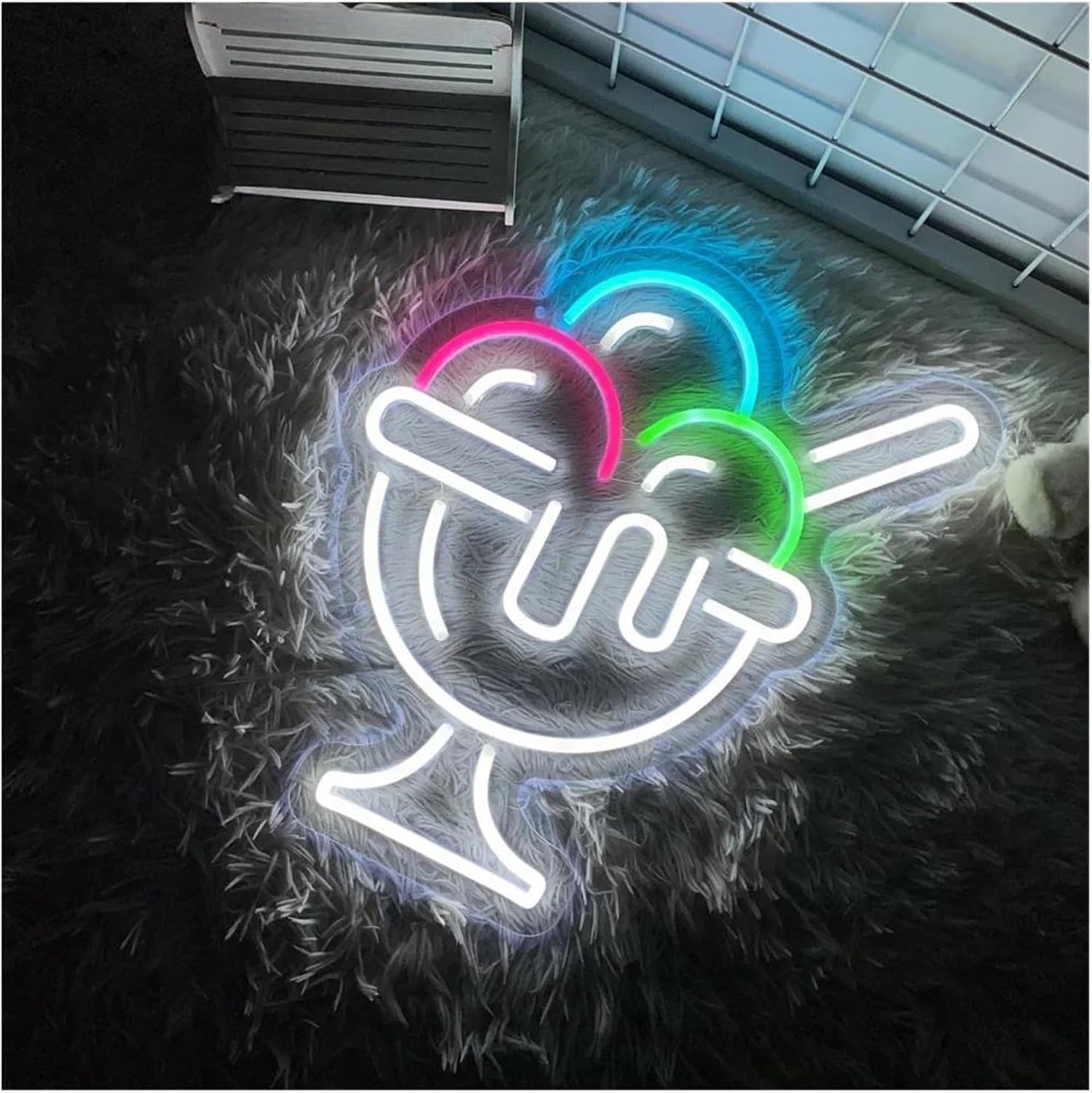 Insegna al neon con scritta "Gelato" e di benvenuto, realizzata da insegne per ristoranti, 35 cm × 40