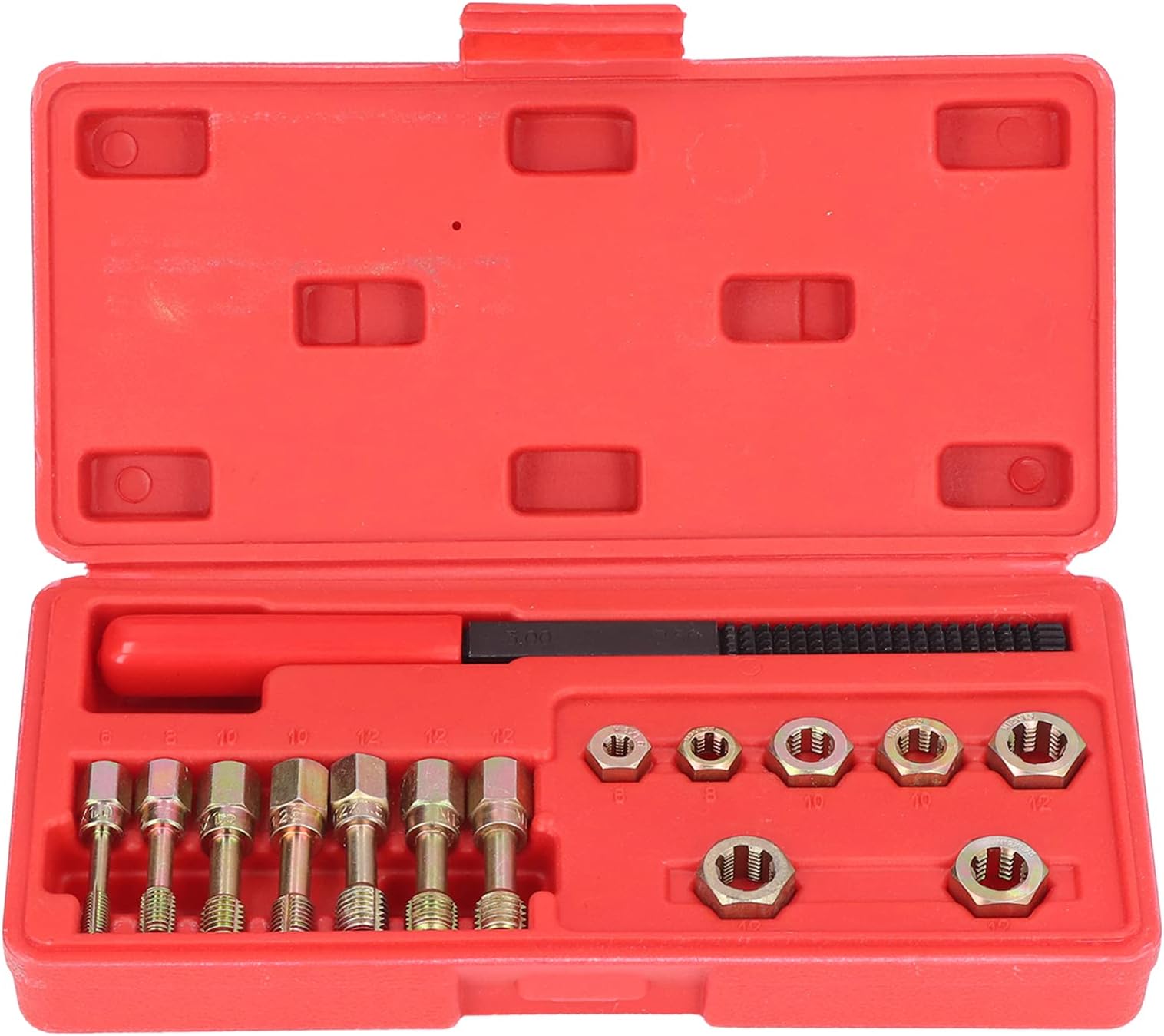 SOMK Metric Thread Restorer Kit, 15Pcs/Set Professional Thread Repair Tool Kit including 7Pcs Metric Thread Die 7Pcs Metric Thread Tap 1Pc Thread File, Restorer Tool for Automotive Repair