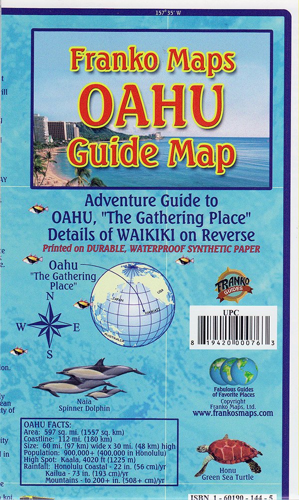 Oahu Hawaii Adventure Guide Franko Maps Waterproof Map