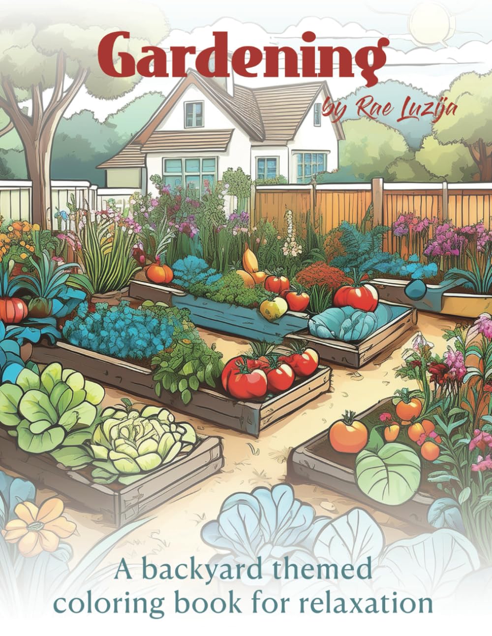 Gardening: A backyard themed coloring book for relaxation