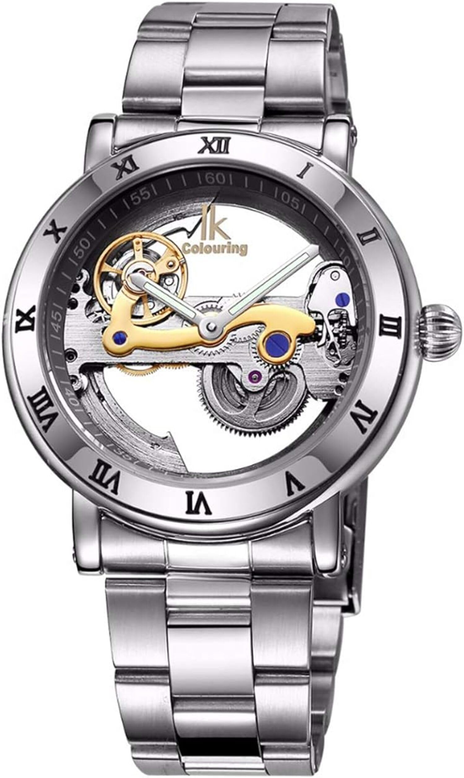 IK Colouring Automatic Self-Winding Luxury Watch Skeleton Hollow Mechanical Water Resistant Watches for Men (B0CRF8G6BF) Amazon Price History, Amazon Price Tracker
