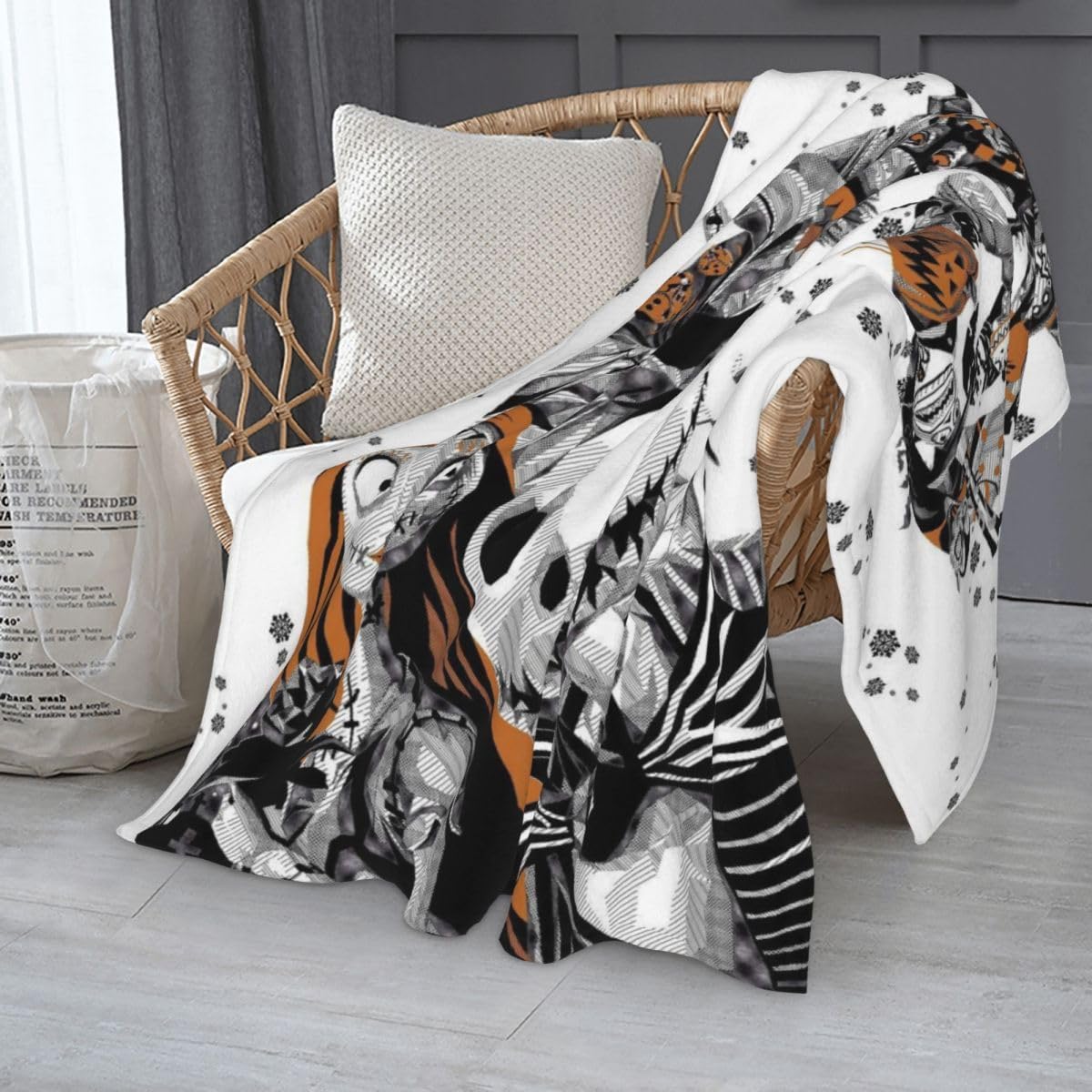 Ultra Soft Christmas Holiday Throw Blanket Cozy Warm Flannel Blanket, Gray White Orange Winter Decoration Gifts 80×60 inch