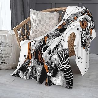 Ultra Soft Christmas Holiday Throw Blanket Cozy Warm Nightmare Jack Skellington Flannel Blanket, Gray White Orange Winter Decoration Gifts 50×40 inch