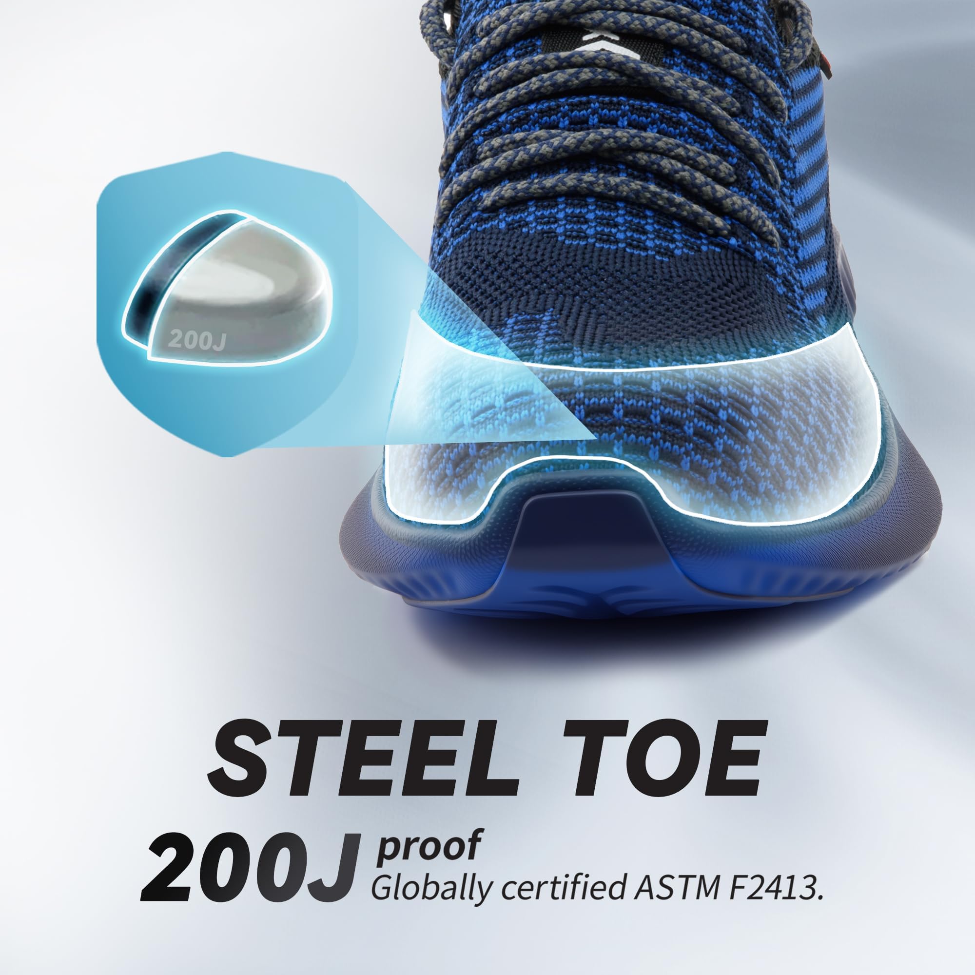 SUADEX Steel Toe Shoes for Men Women Indestructible Steel Toe Sneakers Lightweight Work Safety Shoes Puncture Proof Composite Toe