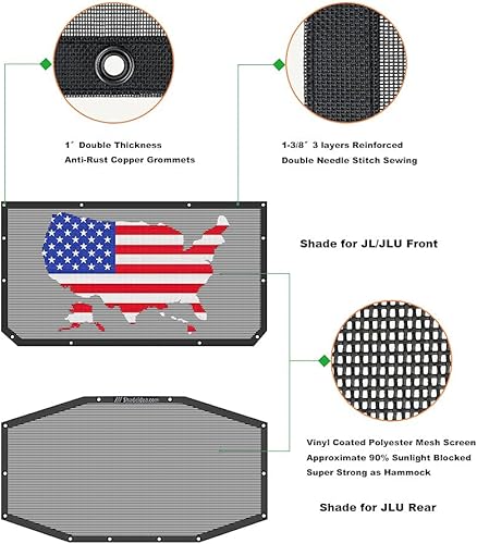 Miniatura 2 de Shadeidea - Parasol para capota de automóvil, parte delantera y trasera (funda solar de malla de color negro, no se decolora, mapa), bloqueador