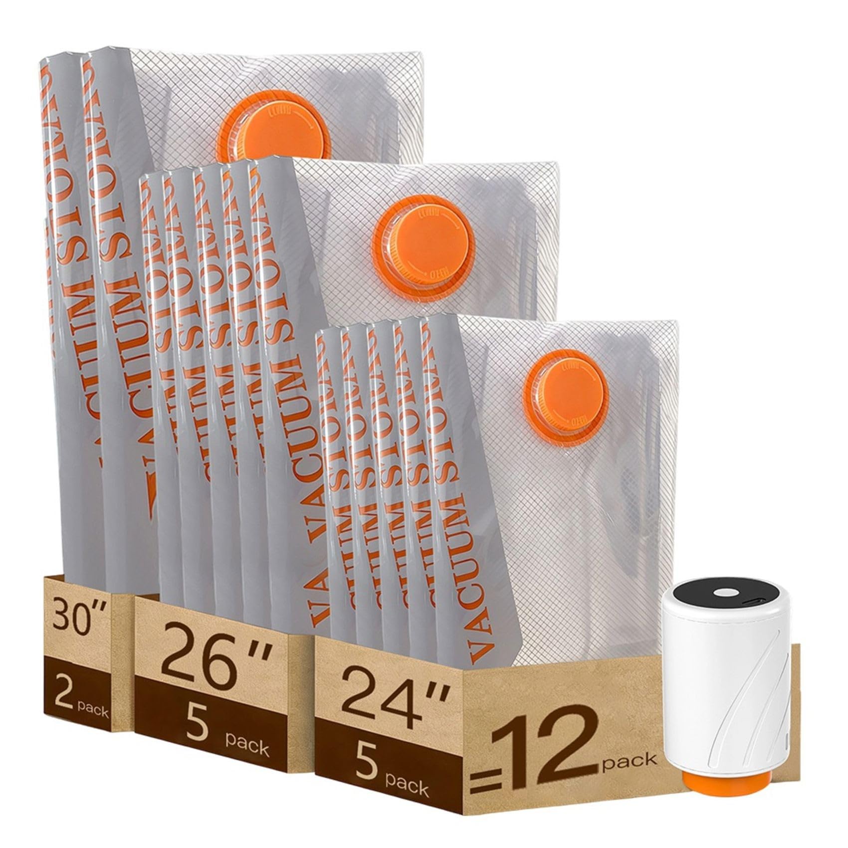 UDSKNV[KSL 12 Packs Vacuum Storage Bags 12 Packs Vacuum Storage Bags with Air Pump Vacuum Seal Bags for Clothing Blankets Bedding, Space Saver