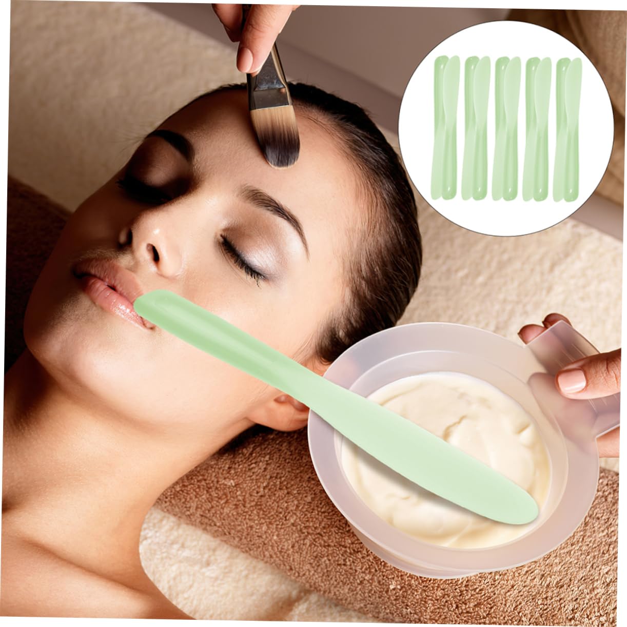 Beavorty 4 Juegos Palo De Máscara Espátulas Cosméticas Utensilio Kit De Maquillaje Make up Kit Espátula Para Remover Maquillaje Mezclador Cosmético Gel De Sílice Reutilizable 20 Piezas * 4