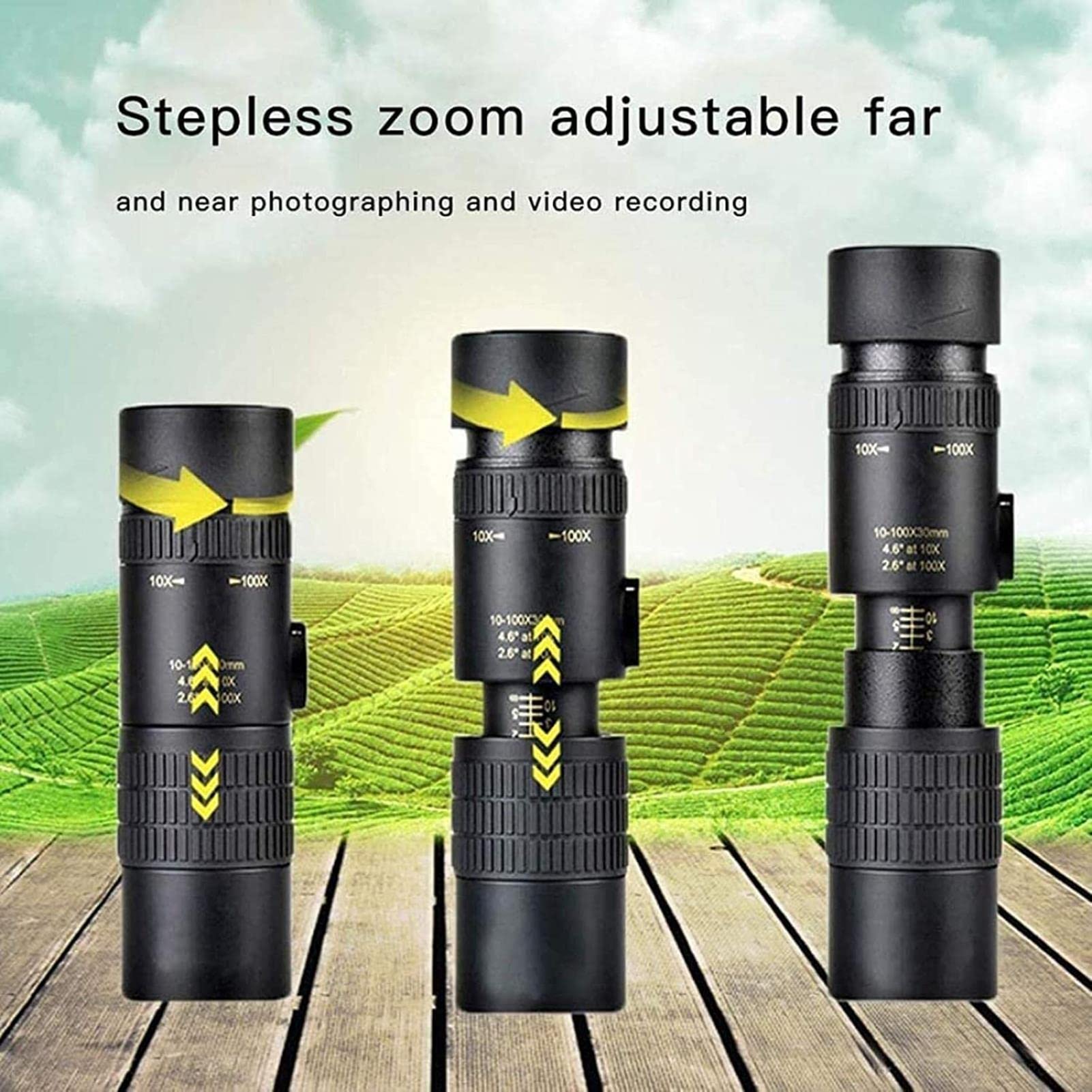 AGAATI Telescopio monoculare Zoom 10-300X40 Il telescopio monoculare per binocolo Supporta Lo Smartphone con la Luce
