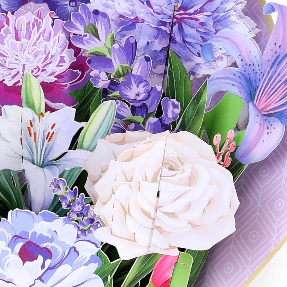 Regalo di Auguri con Bouquet 3D garofani Rosa e Viola