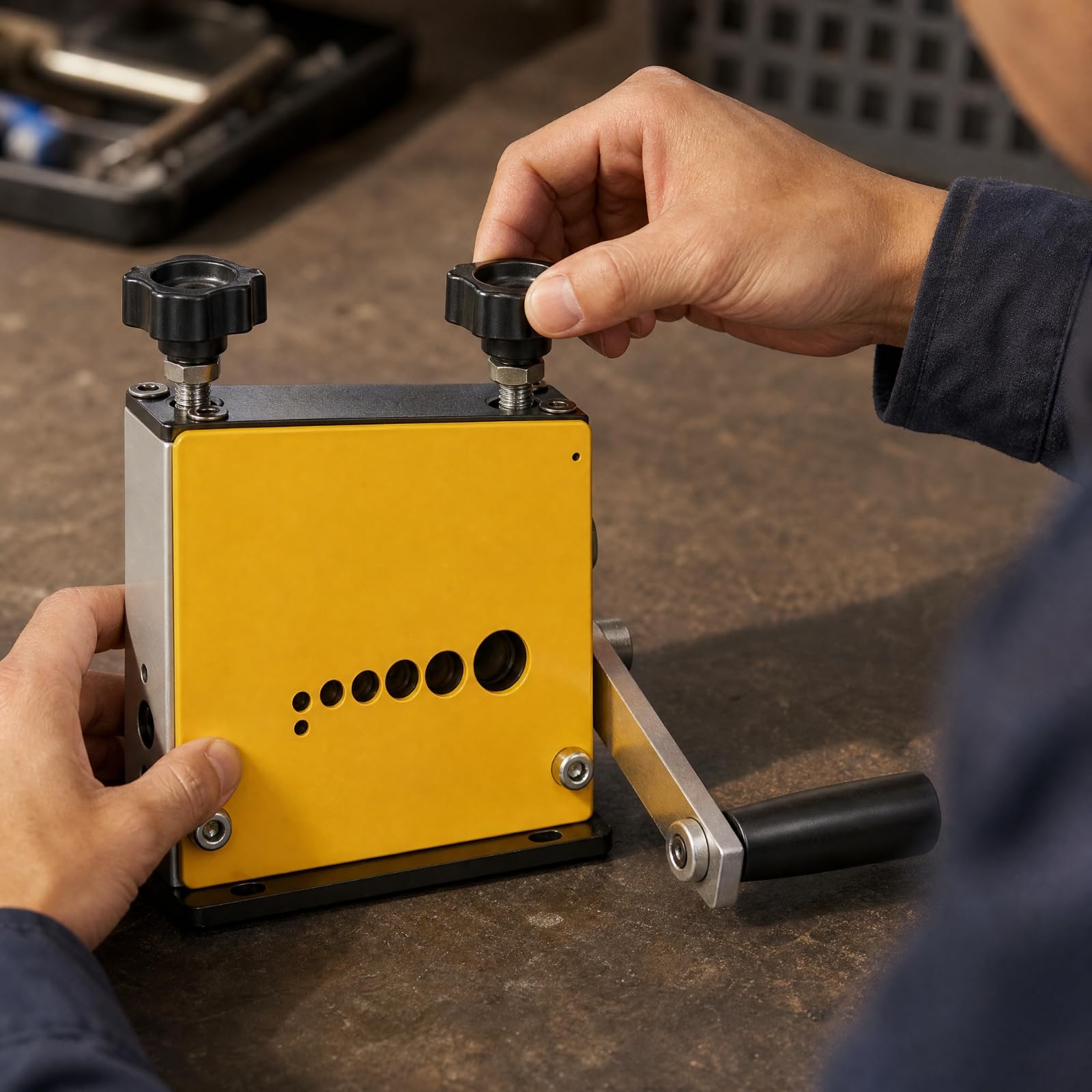 Sechslöchiges Abisoliergerät mit Handkurbel kompakt halbautomatische Drahtabziehmaschine strapazierfähig Kabelabisoliergerät mit Handkurbel