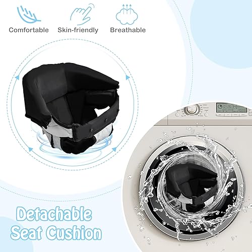 Miniatura 6 de HONEY JOY Andador de bebé, 6 en 1 plegable para bebés y gorila combinado, caminador de actividad infantil con ruedas, alturas ajustables, balancín,