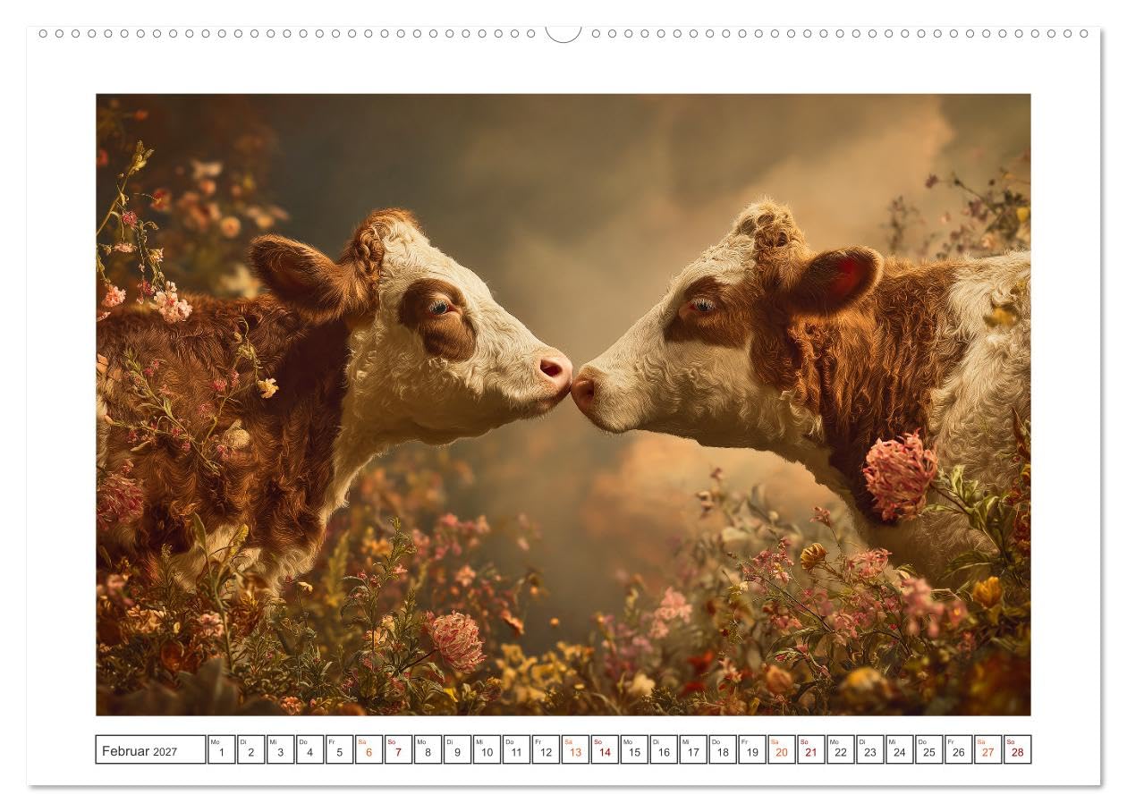 Die edle Kuh (hochwertiger Premium Wandkalender 2027 DIN A2 quer), Kunstdruck in Hochglanz: Dieser außergewöhnliche Kalender zeigt die Kuh als zeitloses Motiv barocker Kunst. (CALVENDO Tiere)