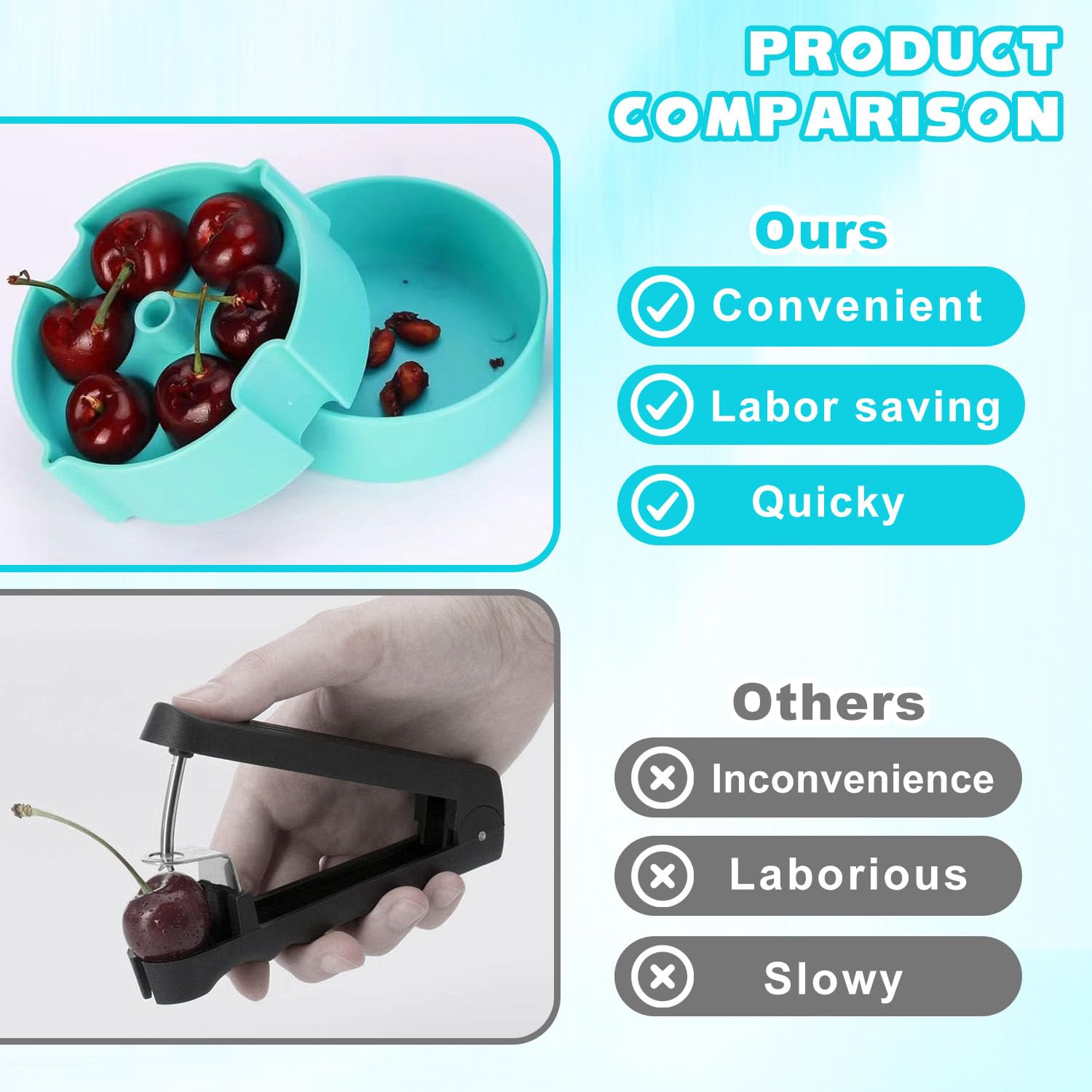 DéNoyauteurs Pour Cerises, Type poussoir déNoyauteurs Pour Cerises avec bac de récupération, Multi DéNoyauteur Pour Cerises, Outil dénoyauteur de cerises, pour cerises, olives, prunes