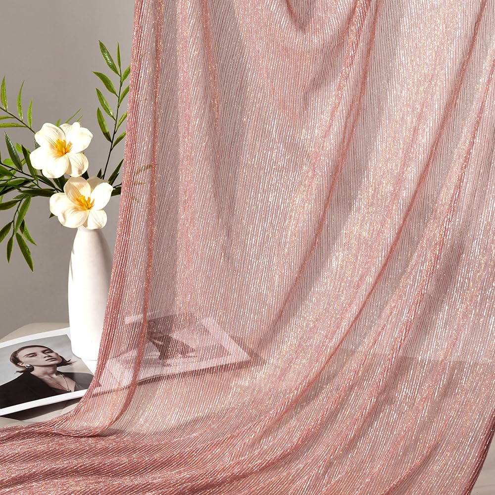 Tessuto elasticizzato in tulle rosa e oro, largo 145 cm, con paillettes lucide, 4,5 m, morbido tessuto di tulle scintillante, al metro per decorazioni per feste, spose, matrimoni, confezioni