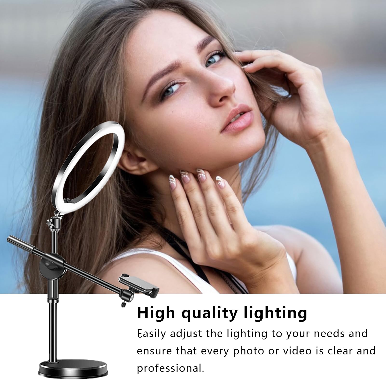 Anello luminoso per selfie con supporto - Anello di luce LED per telefono | anello di luce per selfie con supporto | Supporto per treppiede per la C riempimento anulare aerea per l'istruzione e