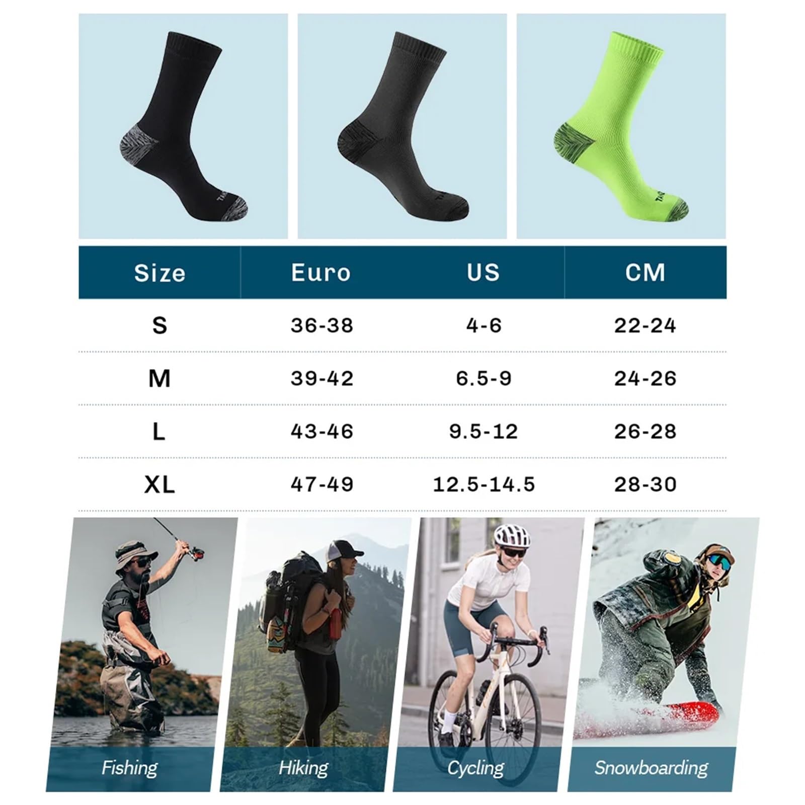 Wasserdichte Socken Männer Wasserdichte Socken Trekking Reiten Ski Radfahren Camping Angeln Wandern Sport Schnee Warme Thermo Winter Socke FüR Wie Laufen