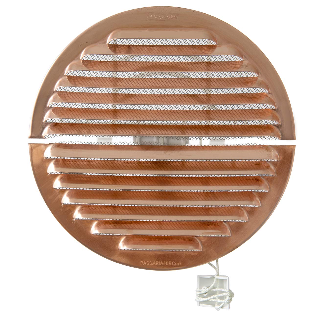 La Ventilazione GRADF160R Griglia di ventilazione tonda pieghevole in rame con rete antinsetti, diametro 175 mm