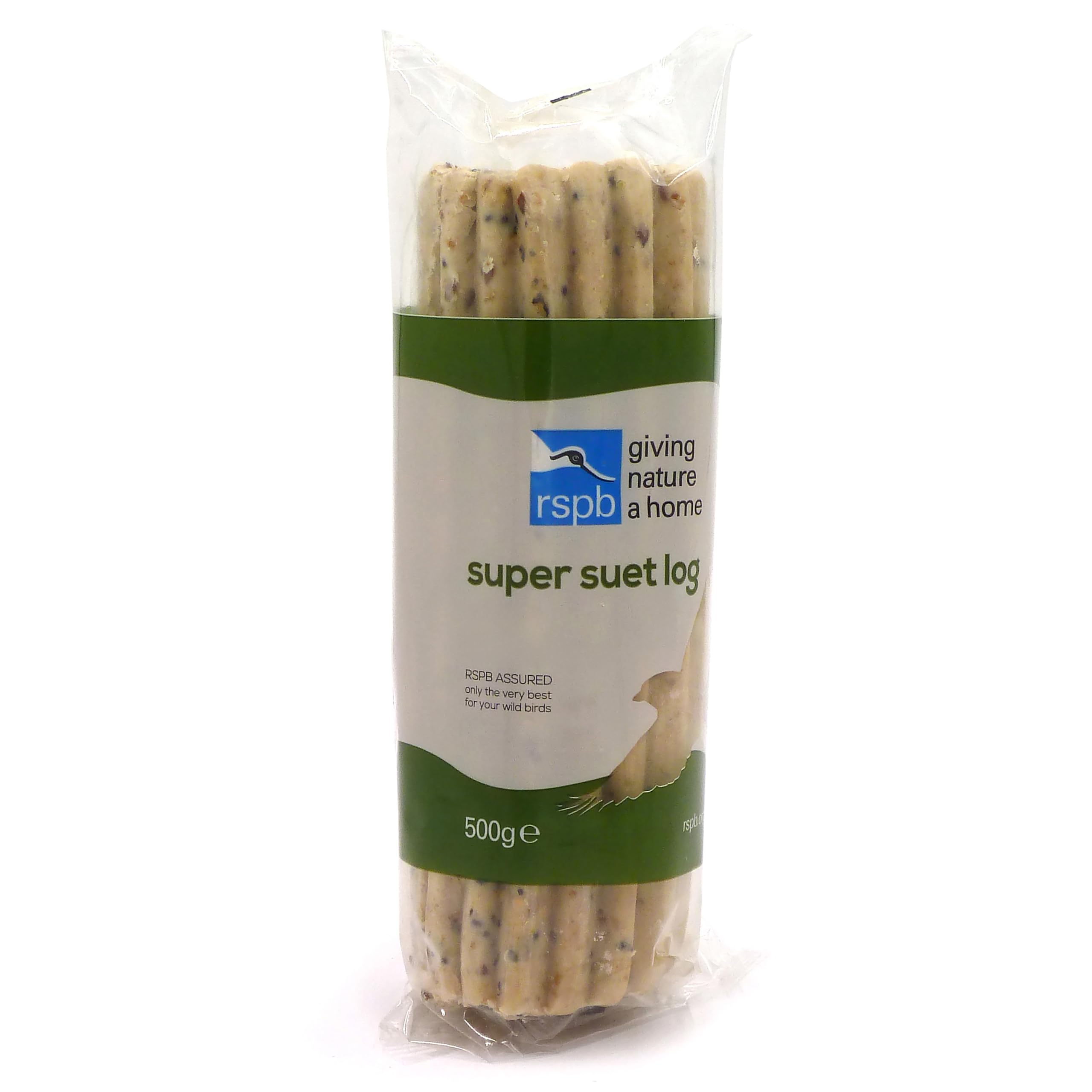 lavera Suet Logs for Wild Birds - with Mealworms for Extra Taste and Nutrition, High in Energy and Protein, Ridged for Better Grip, Great for Suet Feeders and Bird Tables (8 x 500g) - RSPB