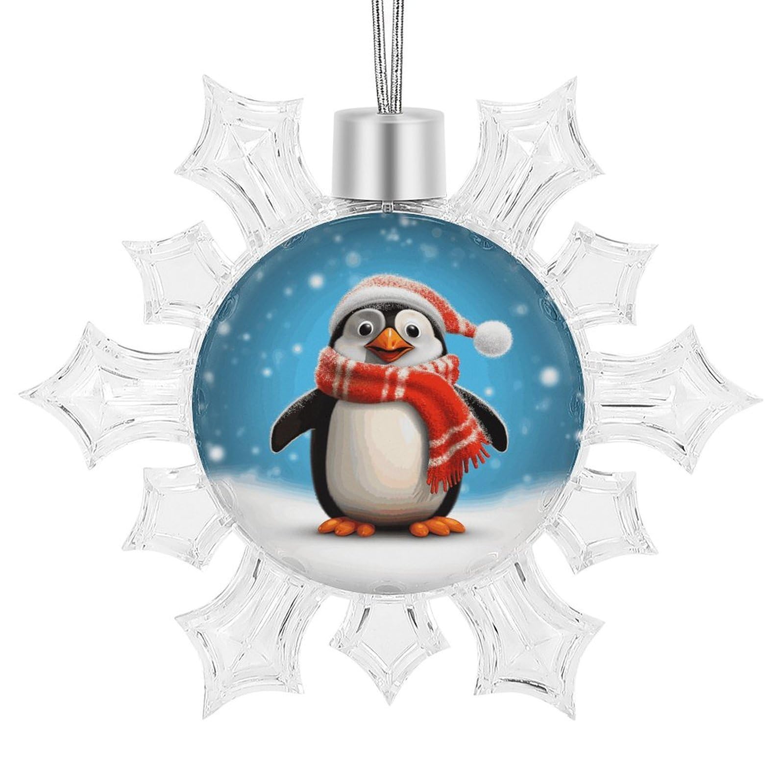 Christmas Funny Penguin Snowflake Ornaments Cute Snowflake Pendant Exquisite Christmas Tree Ornaments for Christmas Weddings New Year Birthday Holiday Celebration