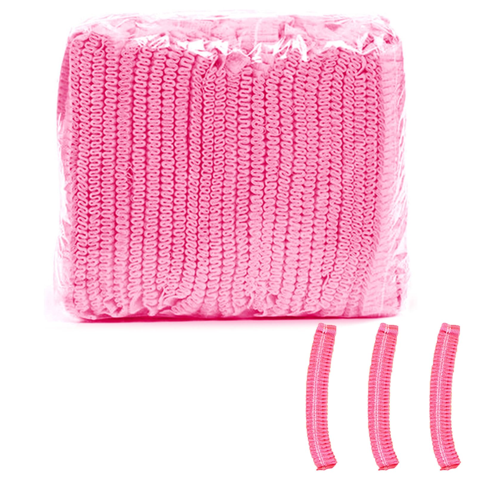 100pcs Disposable Hair Net Bouffant Cap Kitchen Food Medical Worker Non Woven US Pink Blue White (Pink - View #5