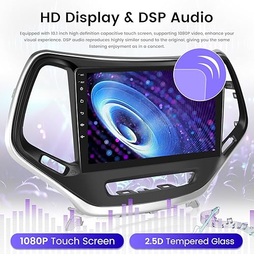 Miniatura 5 de Radio de coche Android de 2 GB+32 GB para Jeep Cherokee 2013-2018, pantalla táctil de 10.1 pulgadas, estéreo de coche, Carplay y Android