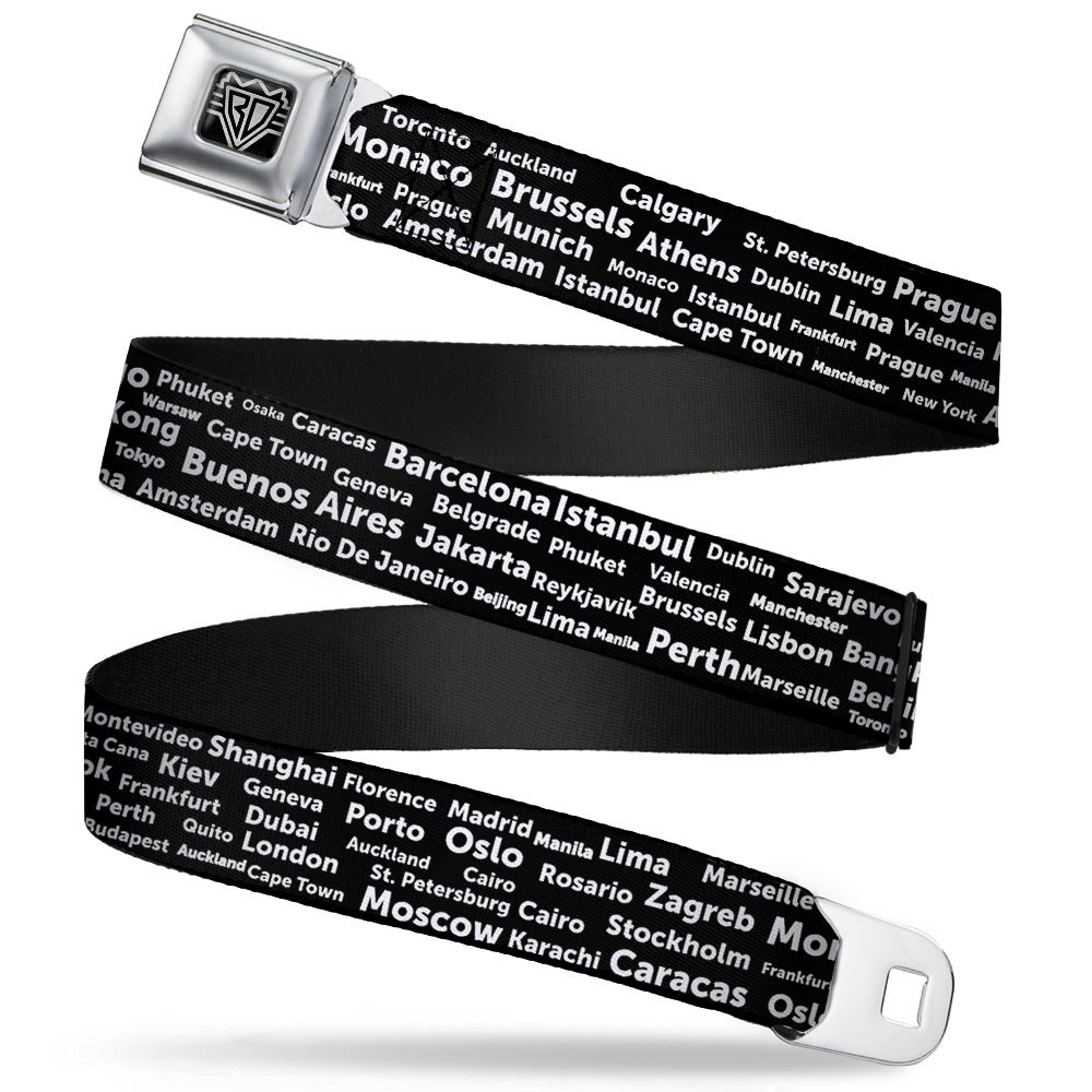 Cinturón de seguridad negro y blanco con hebilla original 8