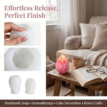 2Pcs Tulip Candle Mould, 3D Tulip Flower Silicone Moulds for Candle Making, Resin Mold for Handmade Soap, Aromatherapy, Fondant Cake Decoration, DIY Craft and Home Decor