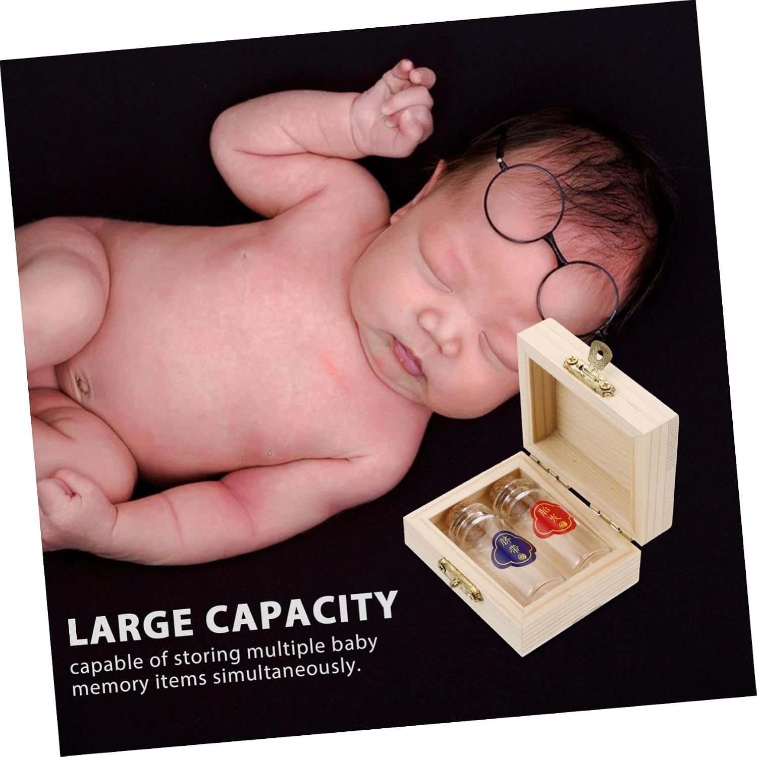 HANABASS Baby Lanugo Umbilical Cord Keepsake Box with Storage Bottles for Fetal Hair and Newborn Memory Preservation Infant Gift