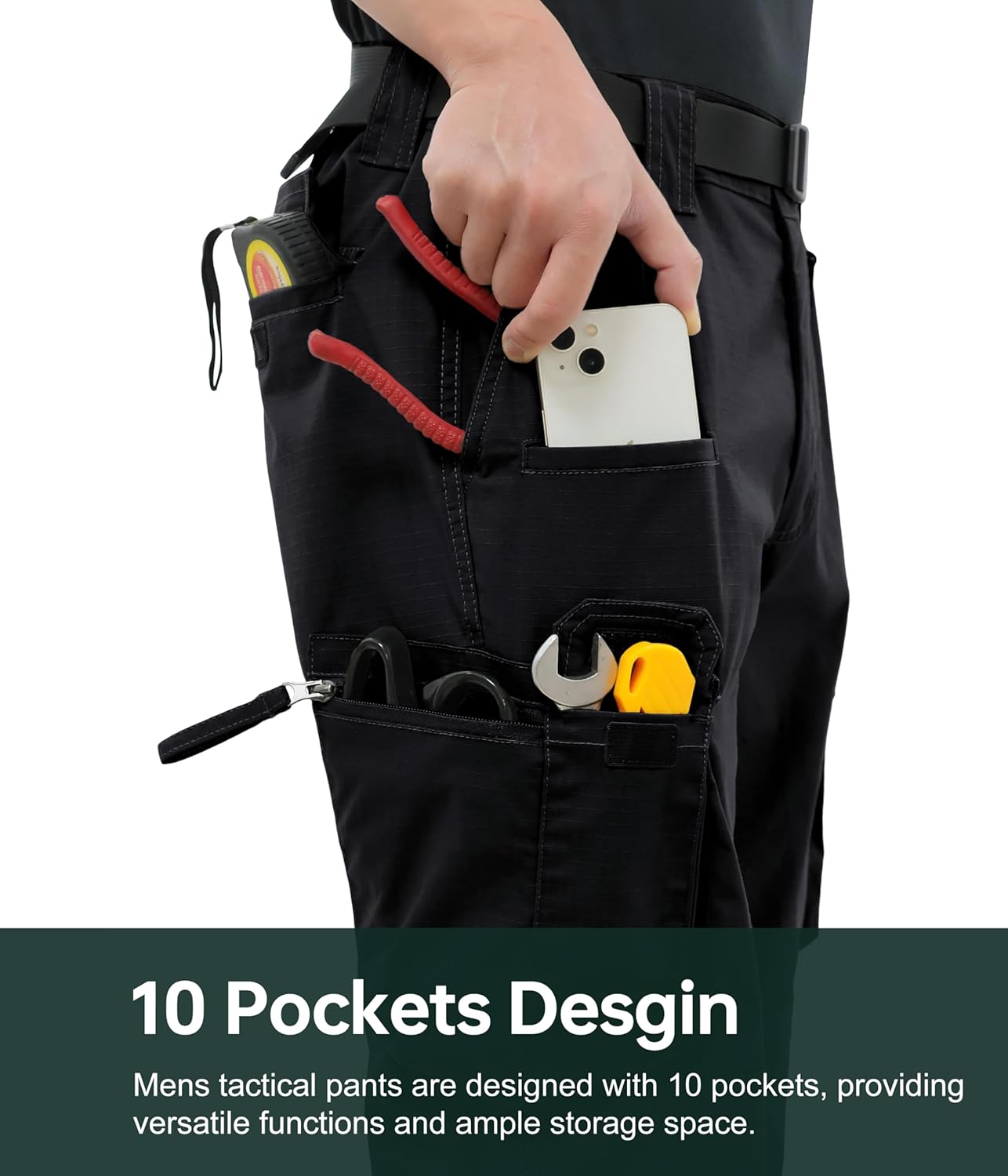 NATUVENIX Ripstop Men's Tactical Pants,Stretch Cargo Work Pants for Men Water Resistant Hiking Military Pants Relaxed Fit - Image 3