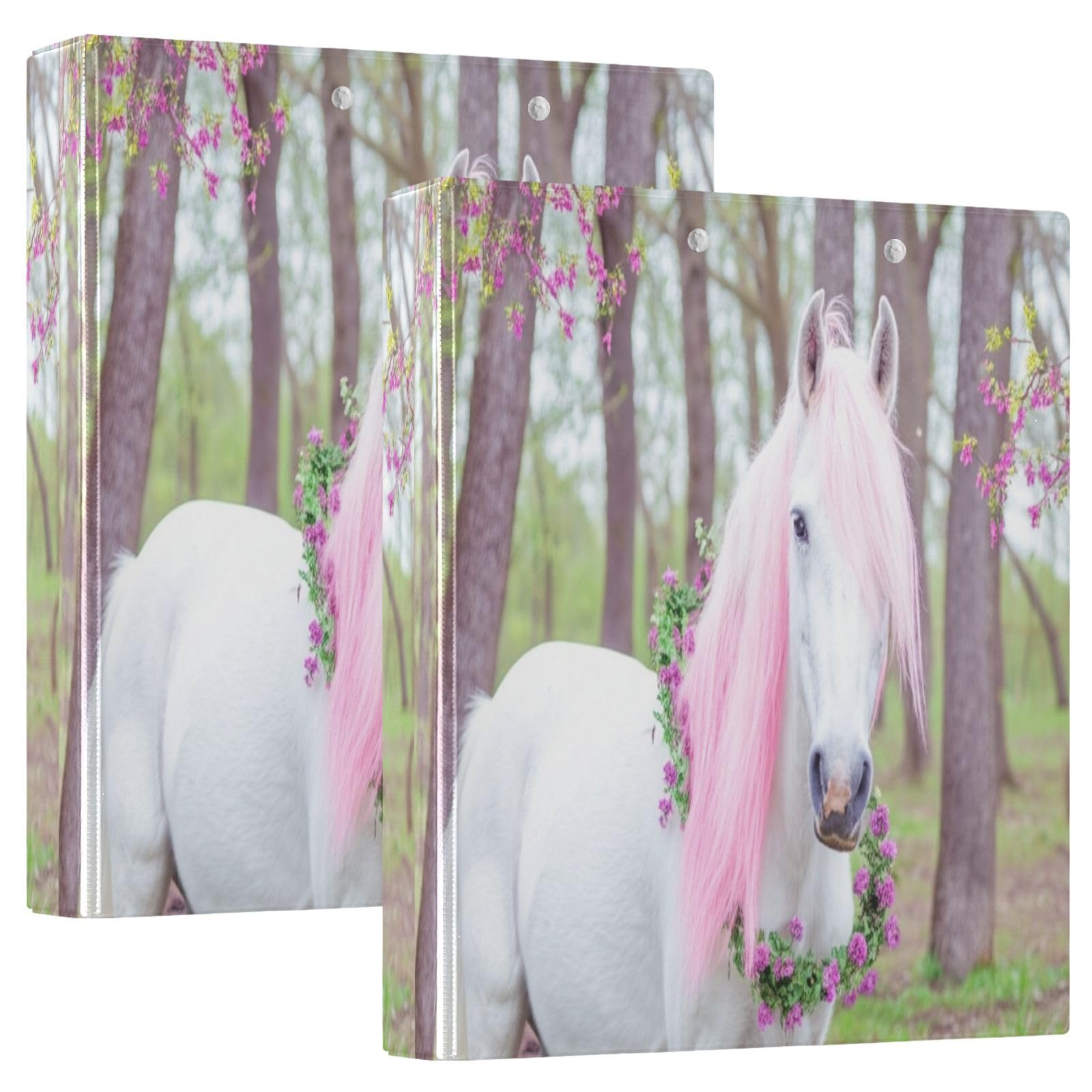 White Horse - Raccoglitore a 3 anelli con molla, 3 anelli, 3,8 cm, con portablocco grande, 3 raccoglitori per scuola, università, ufficio (confezione da 2)