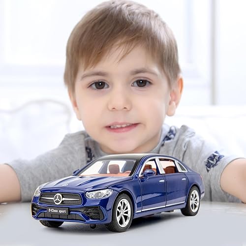 Miniatura 7 de BDTCTK 132 compatible con el modelo Benz E300l modelo, auto de juguete coleccionable de aleación de zinc fundido a presión con sonido y luz para