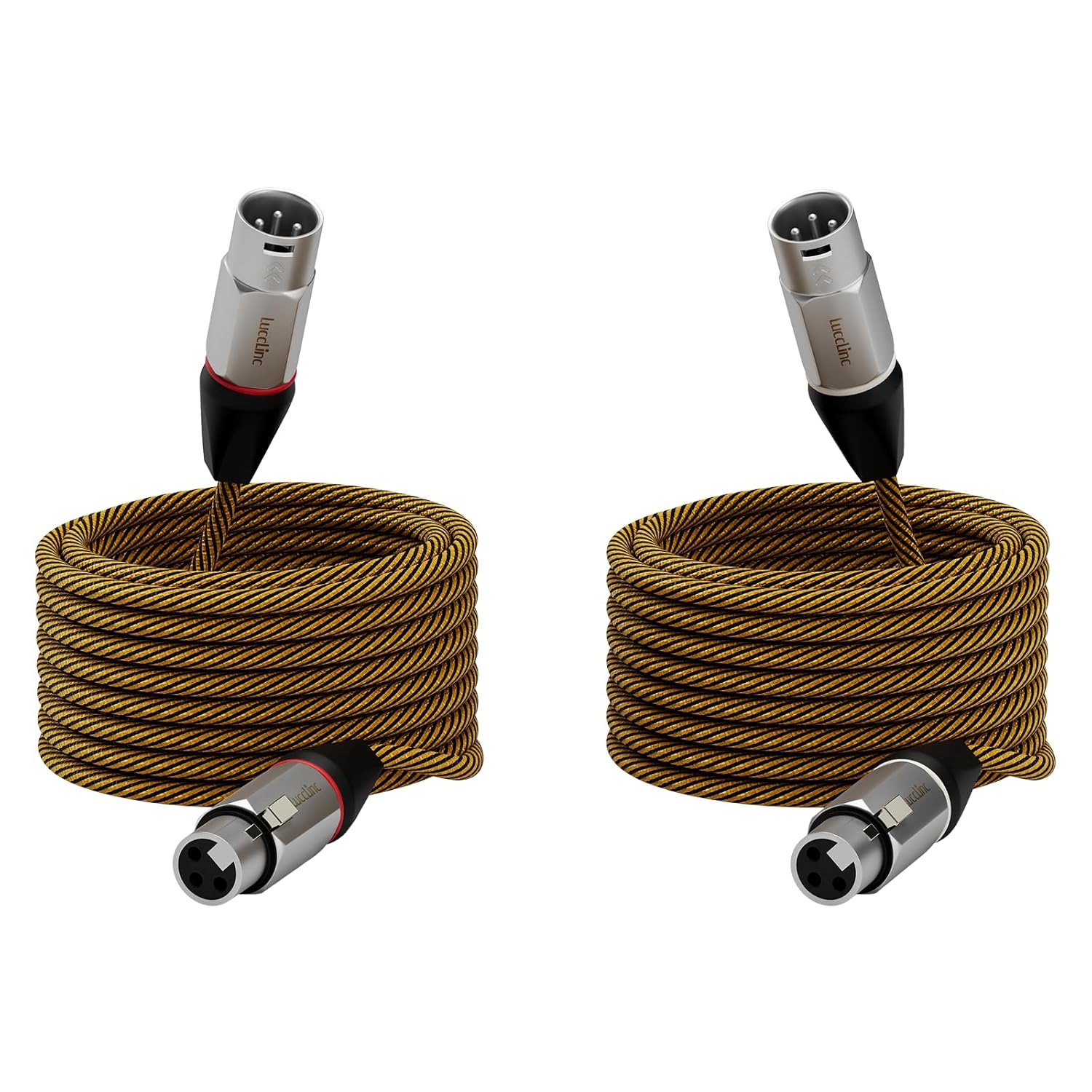 XLR Cables 25 ft 2 Pack，Durable Nylon Braided Male to Female Microphone Cable,Cord for Recording Mixer Amplifie Speaker, OFC Shielded and Balanced XLR