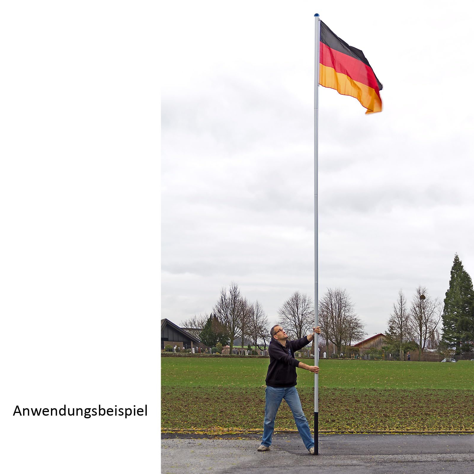 Alu Fahnenmast Flaggenmast Flaggenmasten Fahnenmasten Fahnenstange 6,10 m Berlin mit Deutschlandfahne