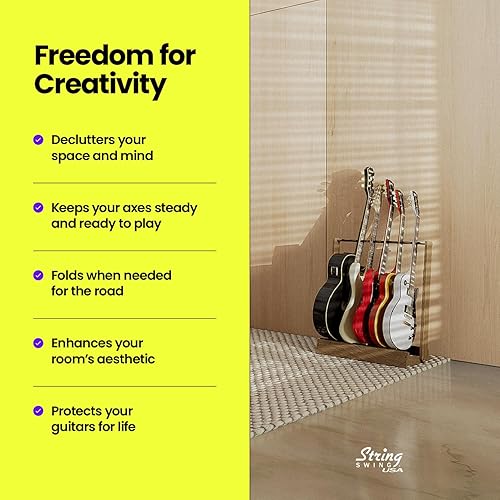 Miniatura 6 de String Swing CC34 soporte para guitarras y bajos eléctricos y acústicos, accesorio para el hogar o el estudio, mantiene los instrumentos musicales