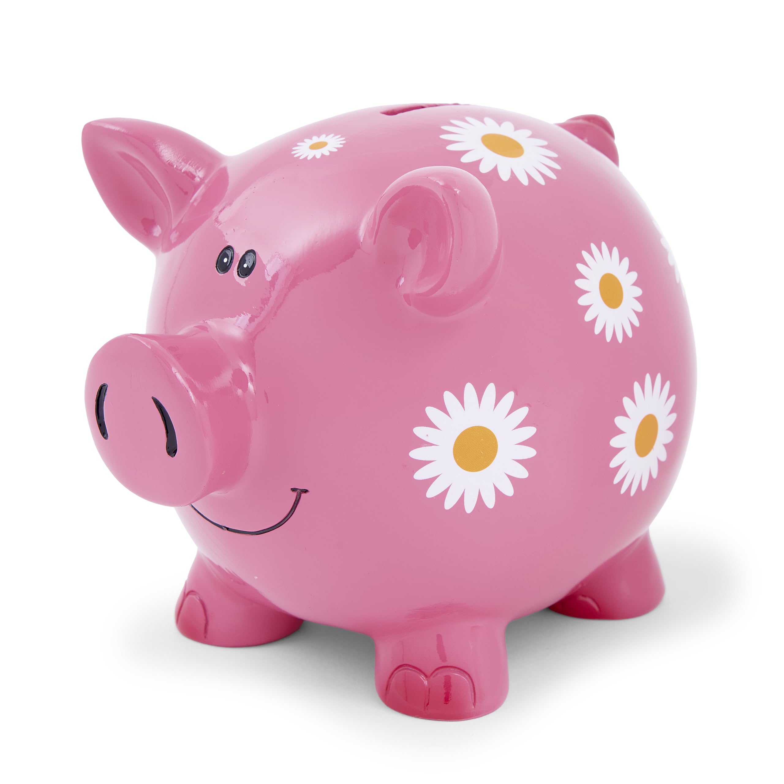 Mousehouse Gifts Girls Pink With Daisies - Large Patterned Pig Piggy Bank Money Box For Children & Adults (Pink With Daisies)