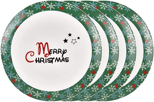 Juego de platos de Navidad platos de adorno de árbol de Navidad con saludos de Navidad juego de 4 platos de porcelana para Navidad