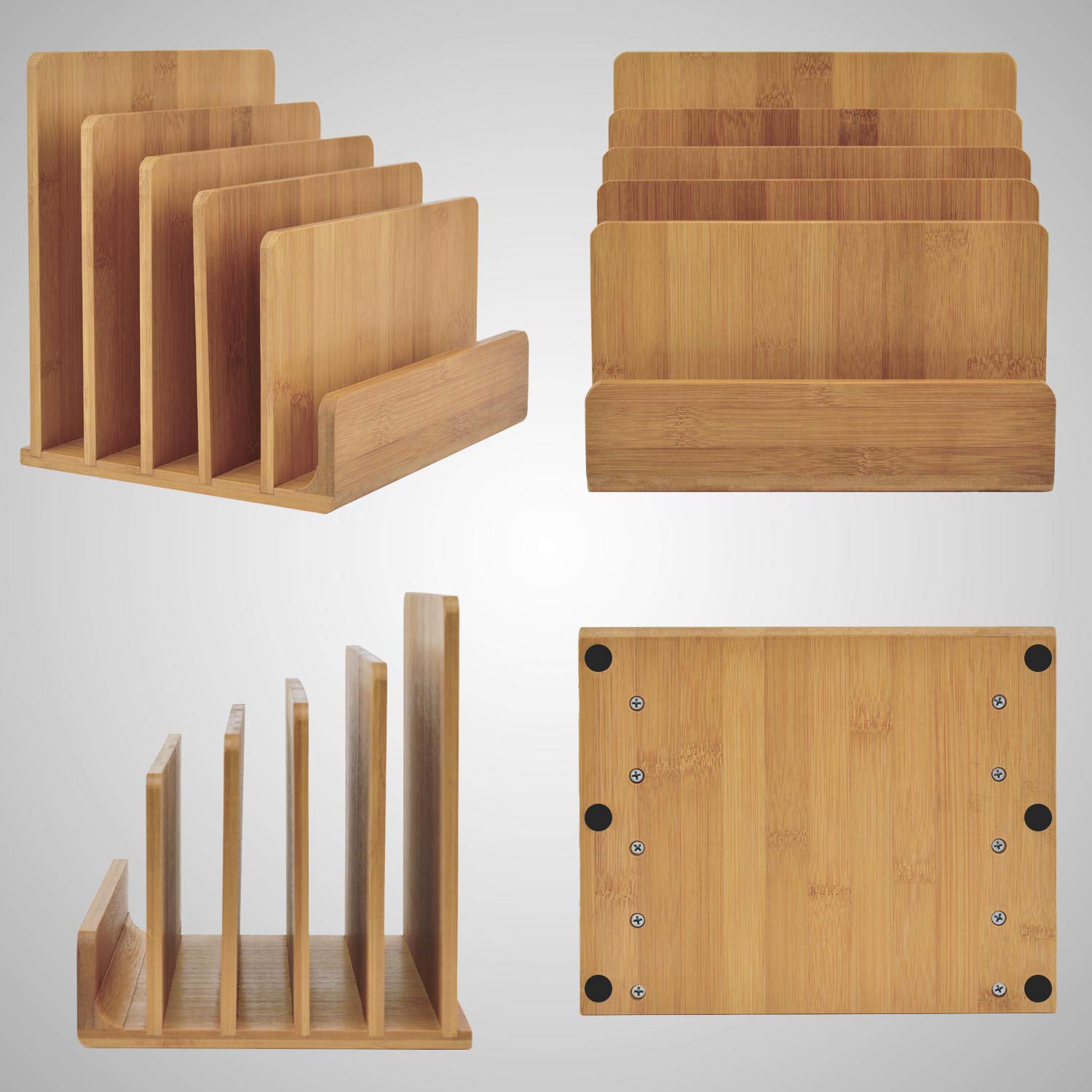 Dimono® Porte-revues et porte-documents Organisateur de bureau en bambou ; porte-documents, porte-courrier, casiers à papier Porte-revues pour la maison, le bureau, le cabinet médical