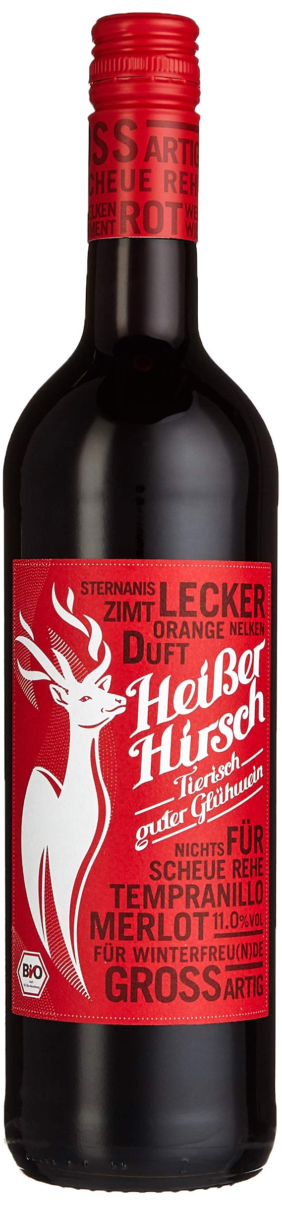 Heißer Hirsch Bio Glühwein rot (6 x 0.75l) Merlot & Trempranillo