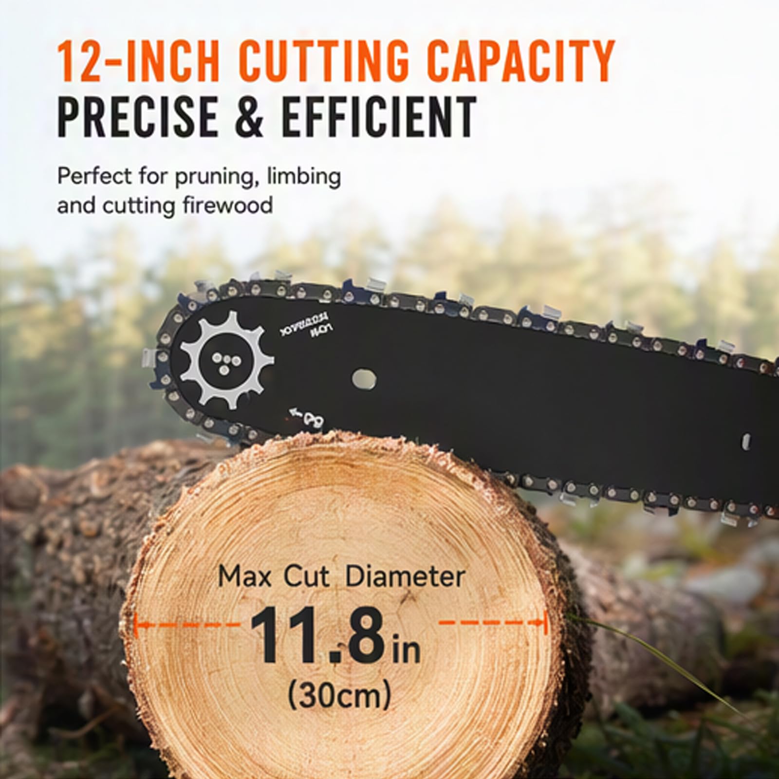 25.4CC Benzin Kettensäge, 2-Takt Motorsäge 1.22HP Engine Chainsaw 30cm Oberer Handgriff Benzin Kettensäge, 9000rpm Benzinkettensäge für Baumfällung, Astschneiden, Gartenarbeit
