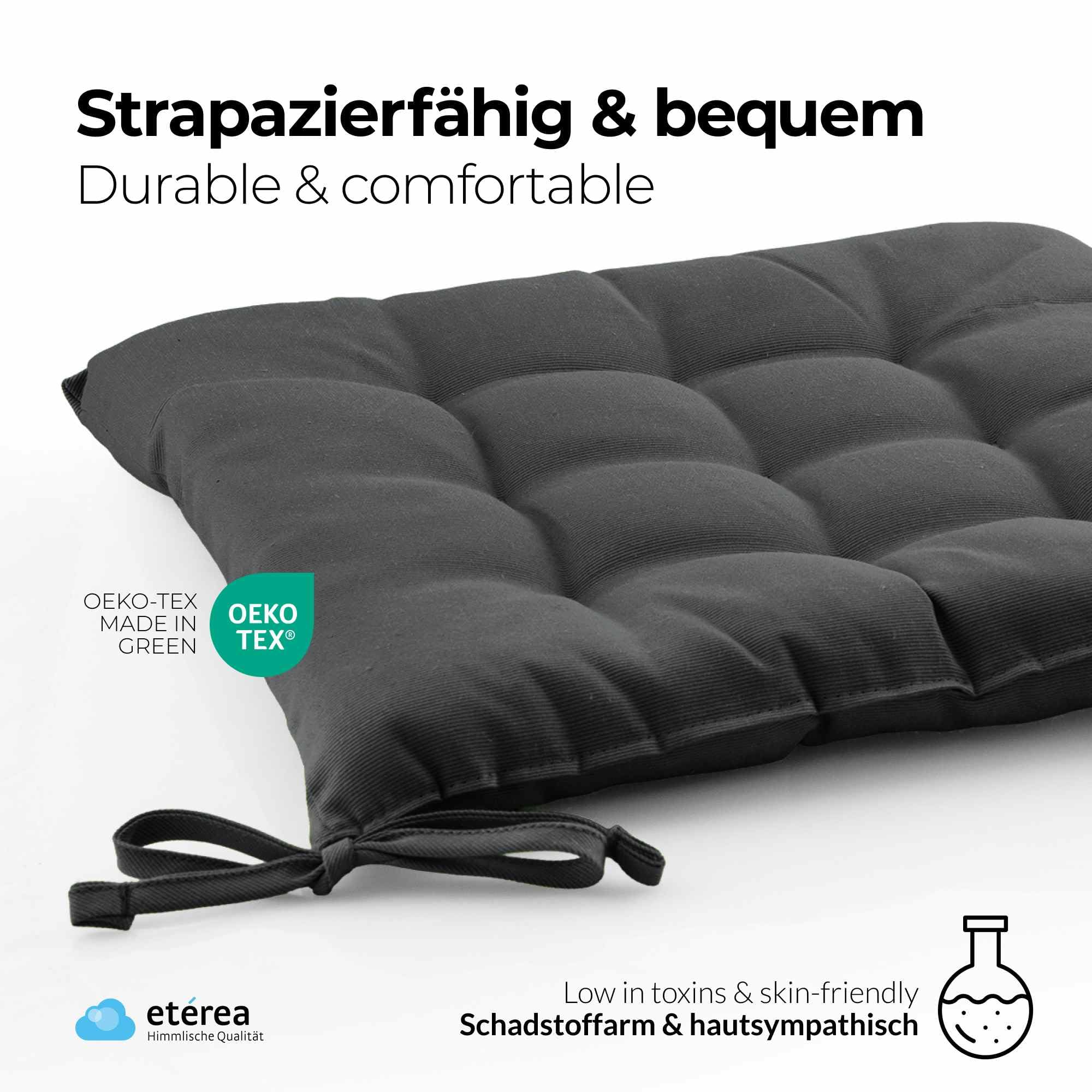 etérea Basic Sitzkissen 40x40 cm 8er Set mit Bändern Anthrazit