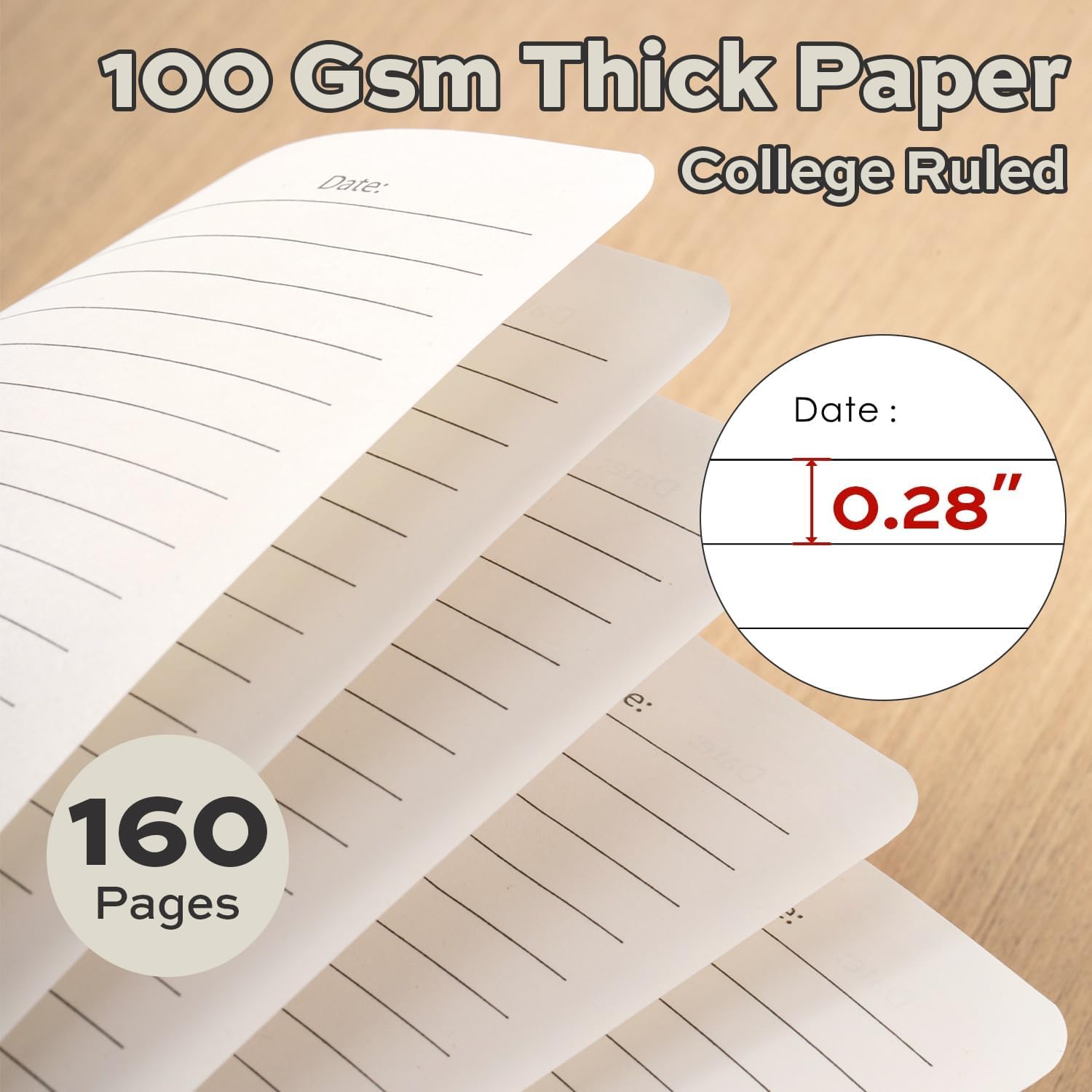 deli Lot de 3 carnets à spirales lignés, 160 pages, format A5 (14 x 20,3 cm), carnet d'écriture à couverture rigide, journal à spirale ligné pour homme et femme – Parfait pour le travail, l'école, le