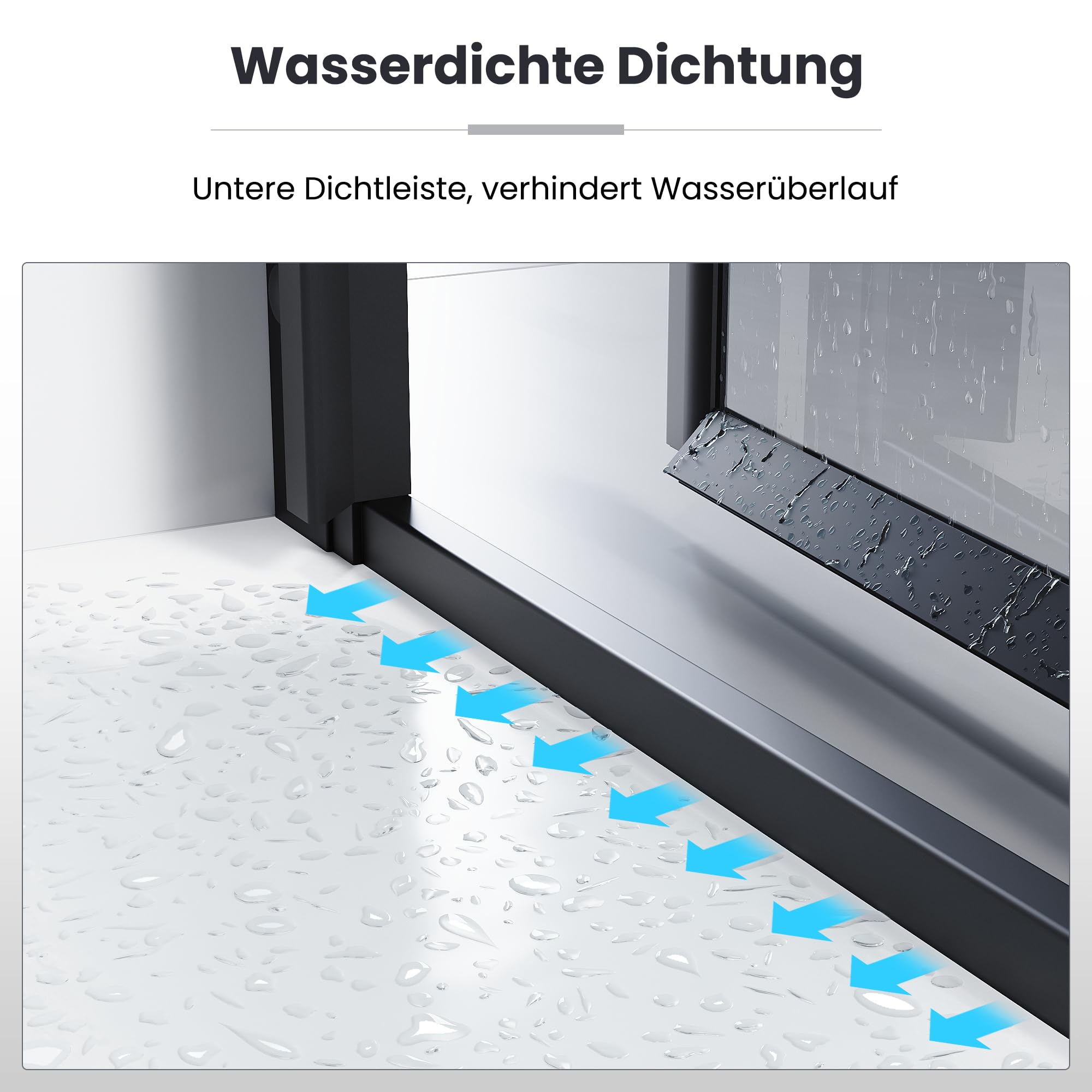SONNI Duschtür für Nische aus 6 mm ESG-Glas, 90x195 cm, Schwarz, Drehgelenk